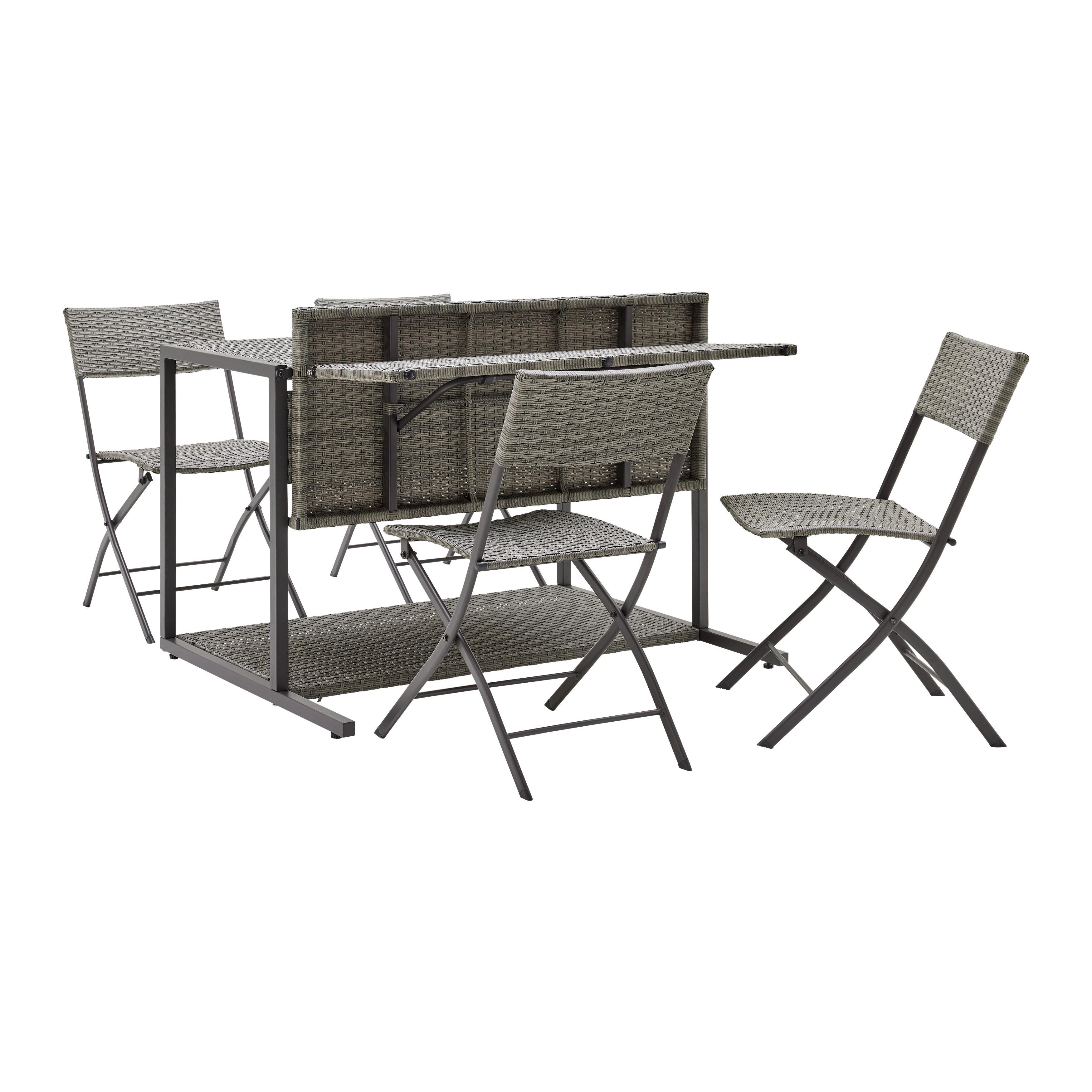 BALKONGMÖBLER SET MARIO - gråbrun, Modern, metall/textil (120/75/105cm) - Bessagi Garden