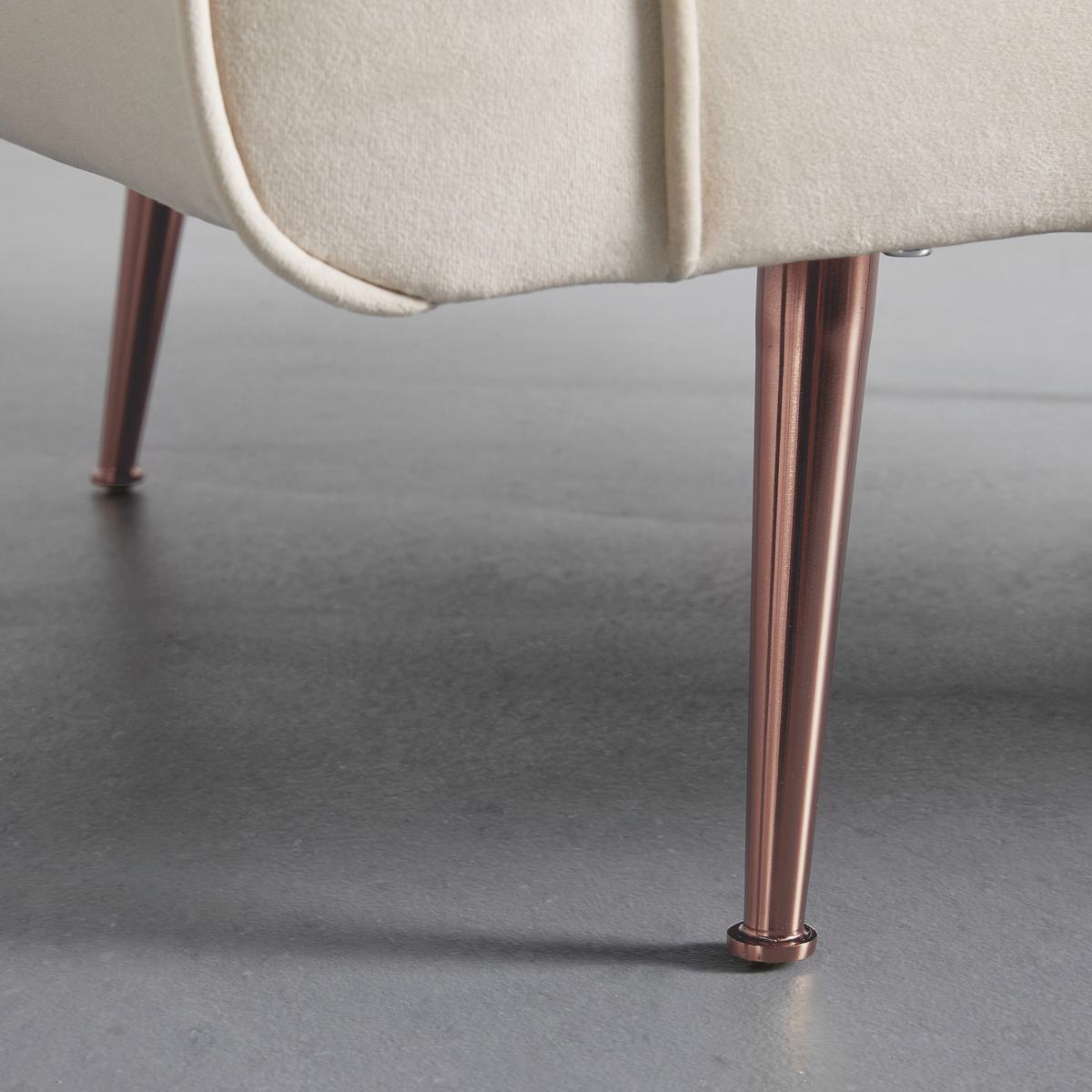 Sessel Luis Beige Samt - Beige/Roségold, MODERN, Holz/Textil (90/87/87cm) - Bessagi Home
