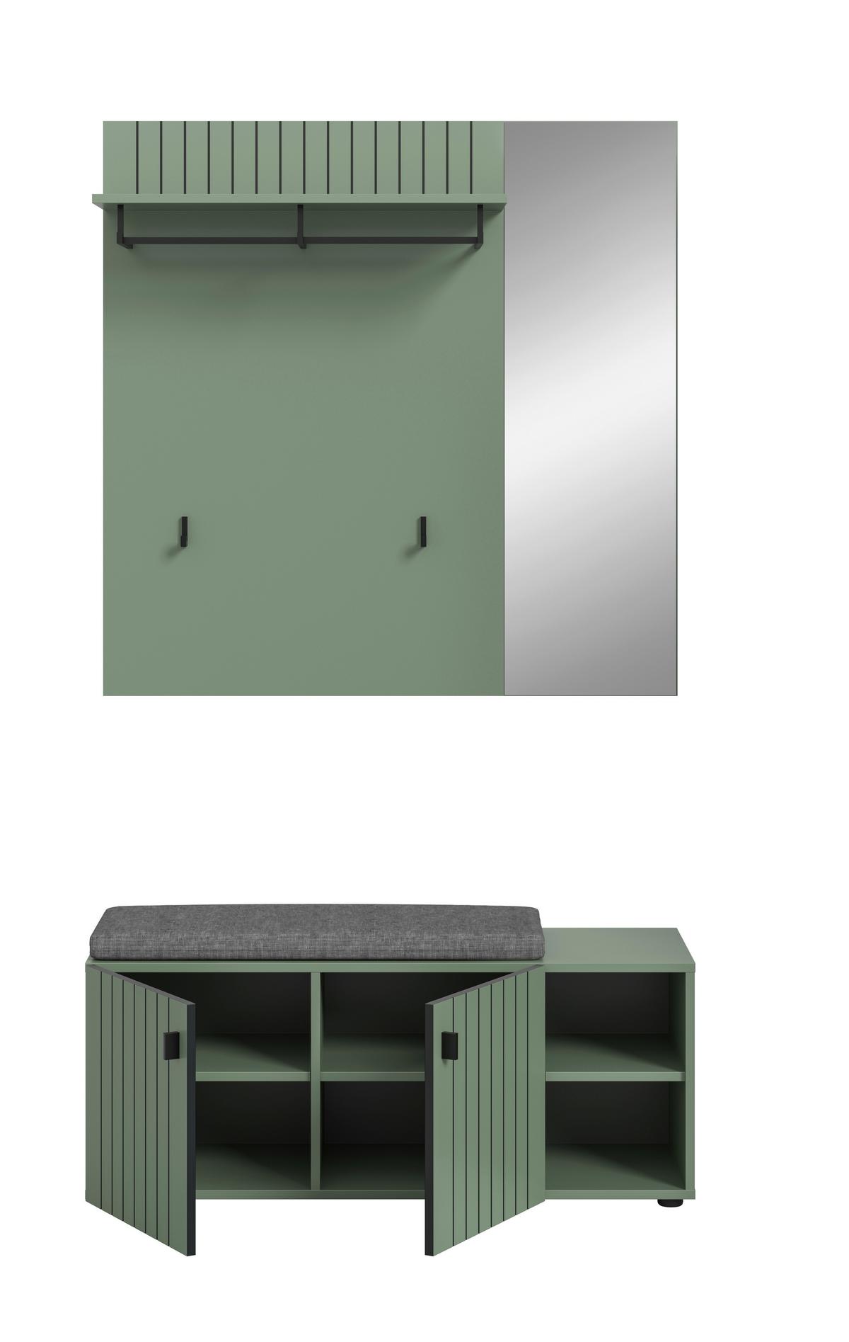 Predsoba Station, Sivozelena, 2-Delna - sivozelena, Design, leseni material (106/192/37cm) - MID.YOU