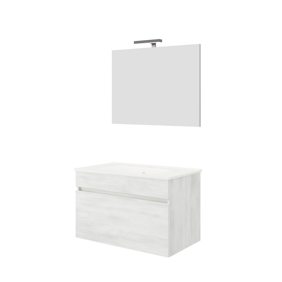 Mobilier de baie Bogota - alb/stejar Bianco, Basics, ceramică/material pe bază de lemn (61/113/46,5cm)