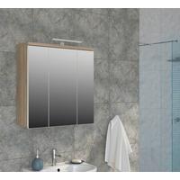 Tükrös Szekrény Veris - Sonoma tölgy/magasfényű fehér, Konventionell, faalapú anyag/Üveg (68,6/68,1/20cm) - Mömax