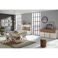 Highboard Weiß/Eichefarben - Chromfarben/Eichefarben, MODERN, Holzwerkstoff/Metall (143/131/37cm) - MODERN LIVING