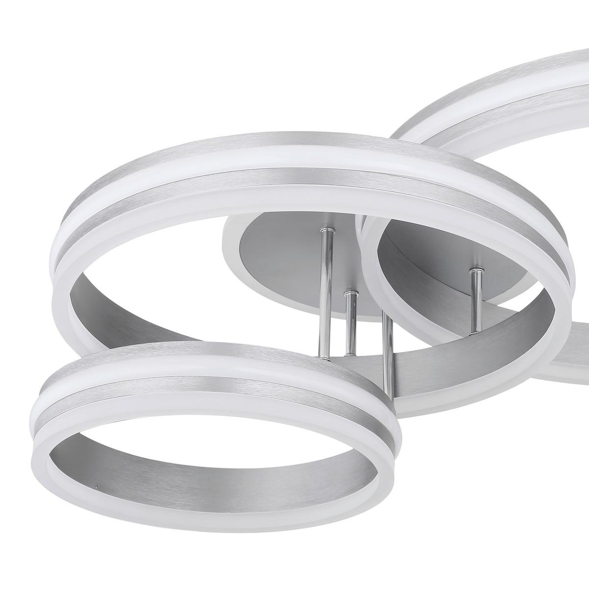 Stropna Led-svetilka Rubio, S Sijalko - siva/opal, Design, kovina/umetna masa (80/60/20cm)