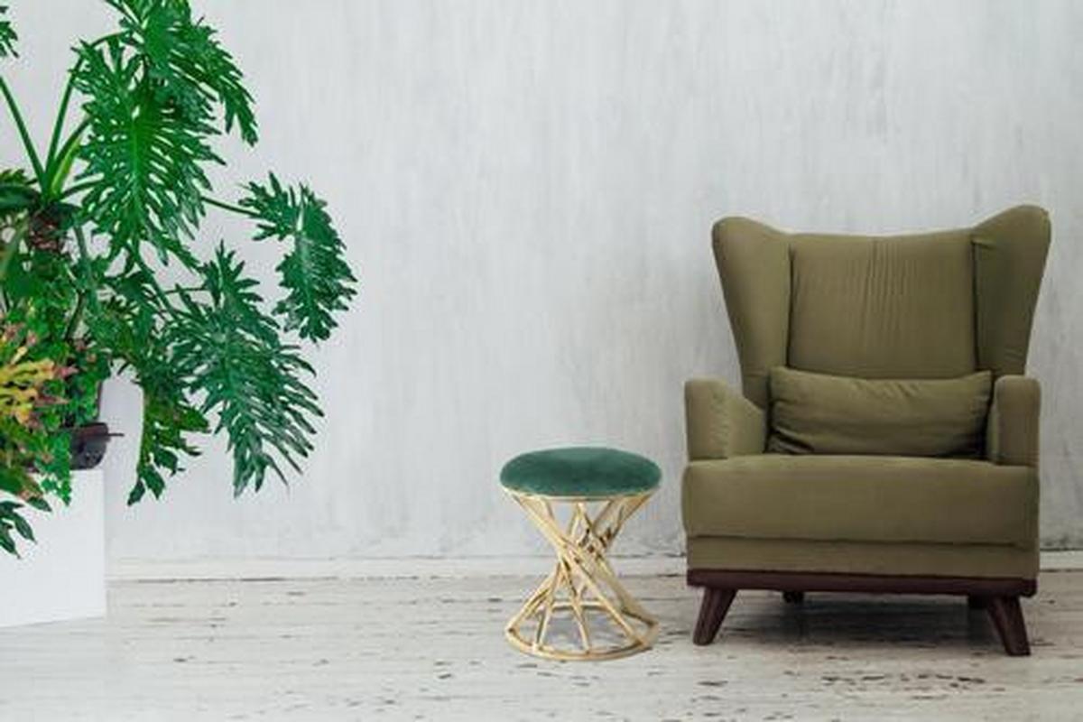 Hocker Zs182-Gld - Goldfarben/Grün, Trend, Textil/Metall (40/49/40cm) - Kayoom