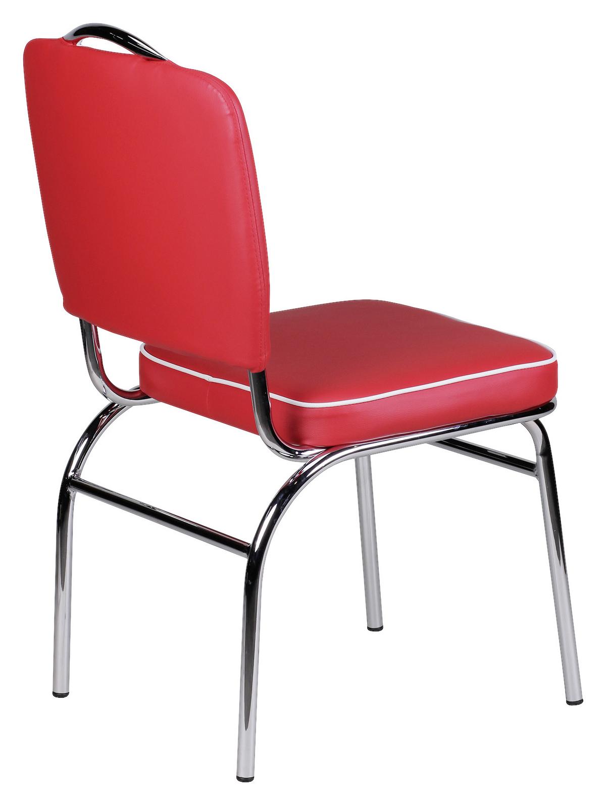 Stol Elivis - rdeča/srebrne barve, Moderno, kovina/umetna masa (47/90/45cm) - MID.YOU