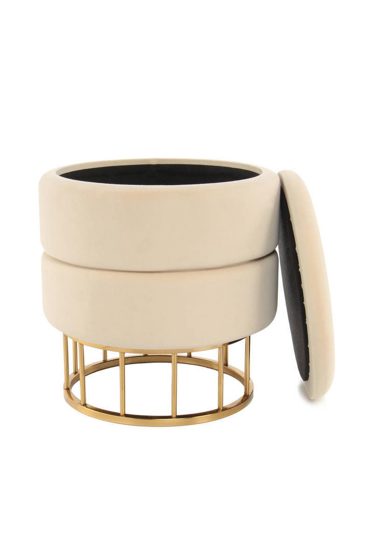HOCKER Hocker rund in Beige - Beige/Goldfarben, Basics, Holzwerkstoff/Kunststoff (37,5/41/37,5cm) - Kayoom