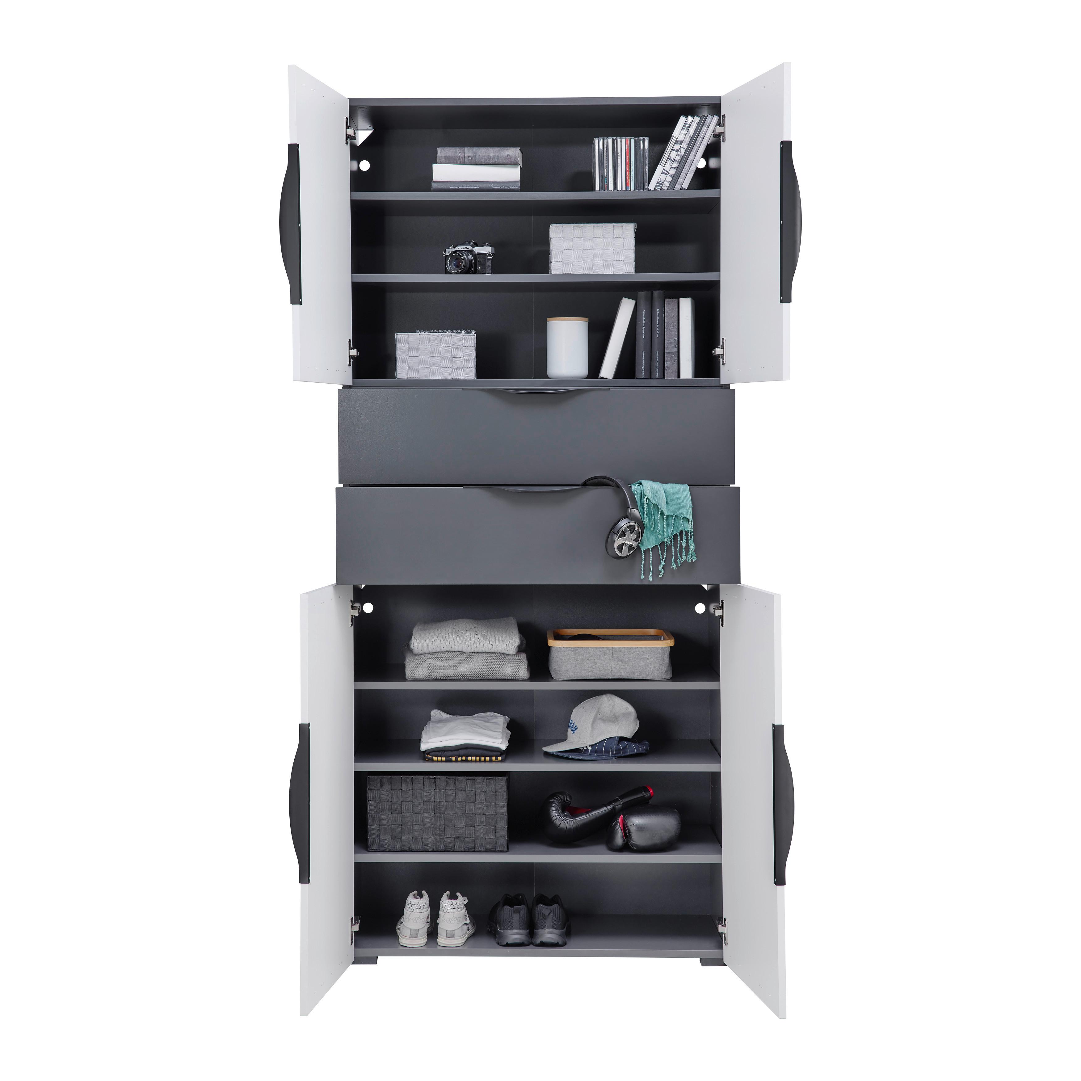 Regal Unit in Anthrazit - Anthrazit/Schwarz, MODERN, Holzwerkstoff (91,2/44,8/40cm) - Based