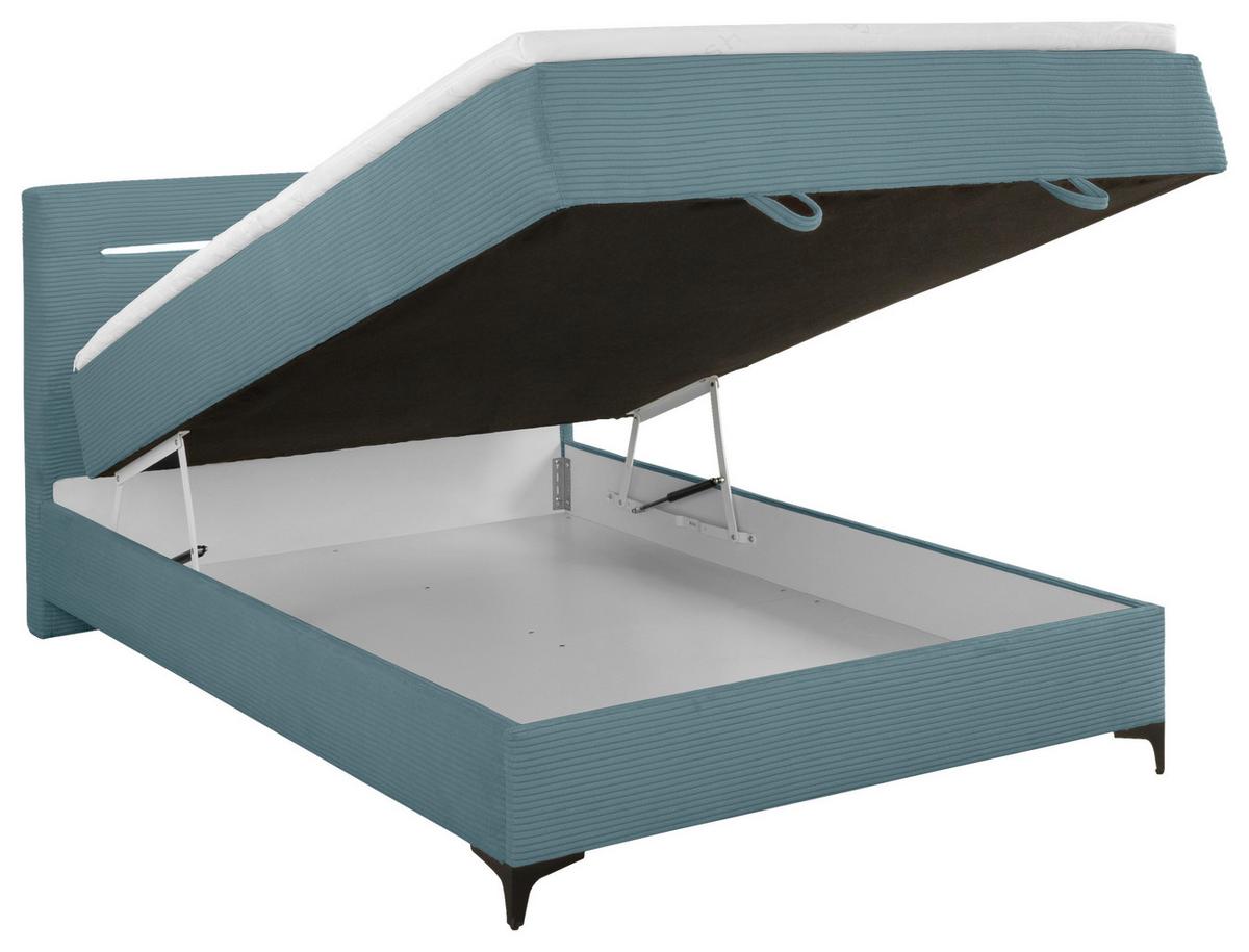 Boxbett Jerry Smaragdgrün ca. 140x200cm - Smaragdgrün/Schwarz, KONVENTIONELL, Textil (140/200cm) - Mömax