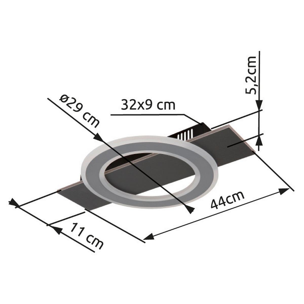 Led Stropna Svjetiljka Jayden - siva/antracit, Design, metal/plastika (44/29/5,5cm) - Globo