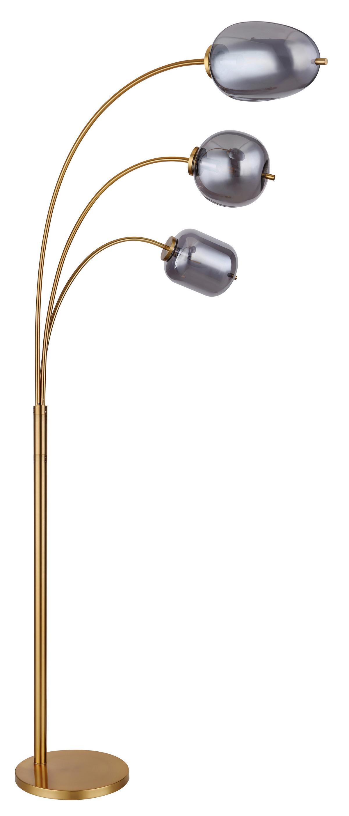 Stehleuchte Blacky I max. 40 Watt - Messingfarben/Grau, Design, Glas/Metall (80/60/175cm) - Globo