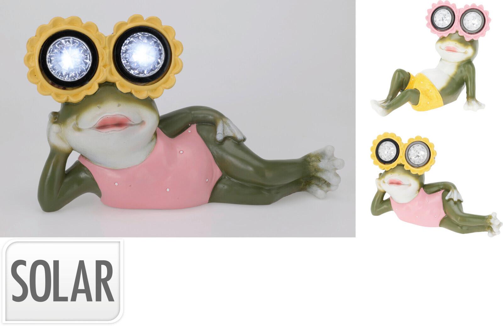 Szolárlámpa Frog - sárga/pink, kő