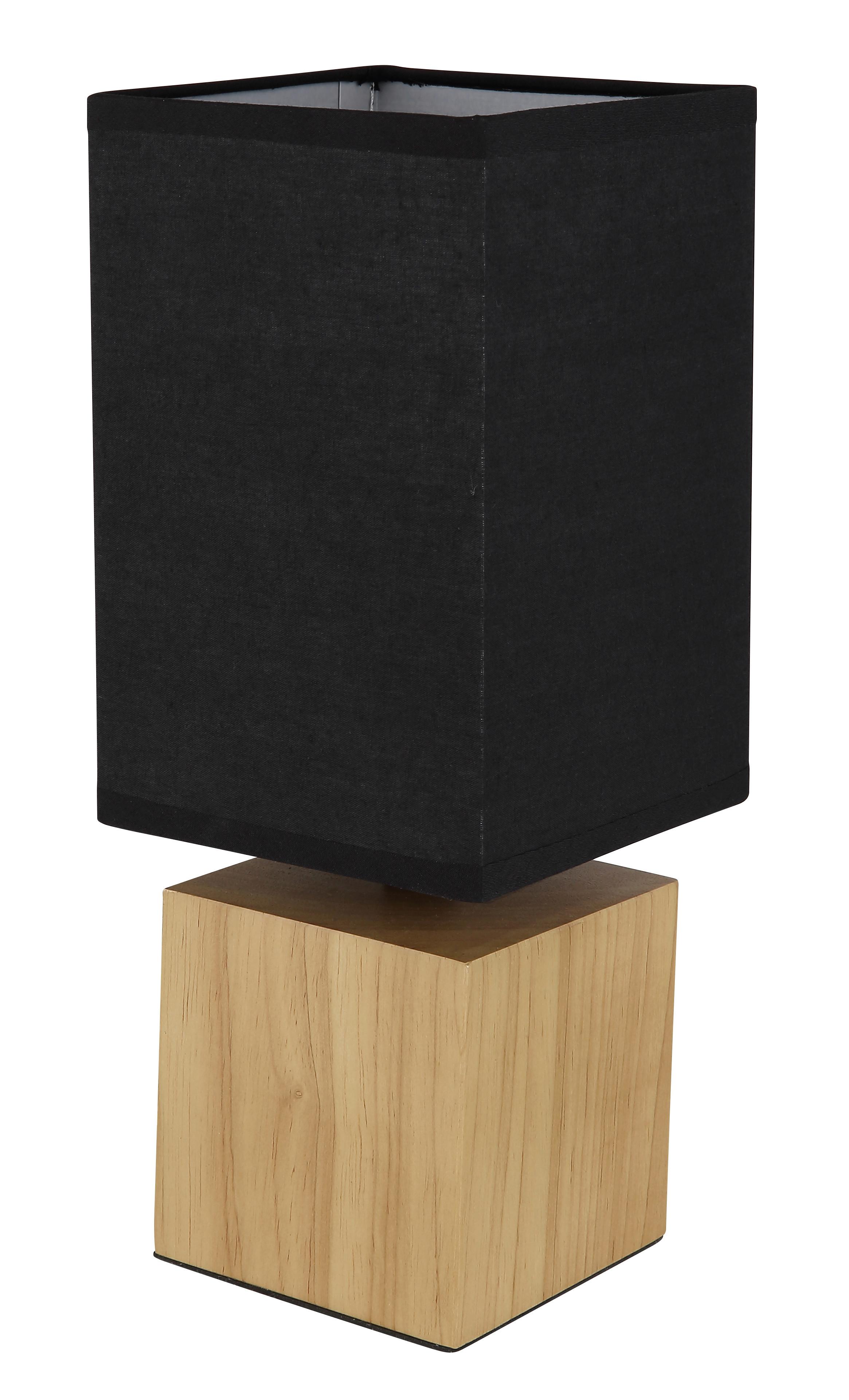 Tischleuchte Valentino in Schwarz max. 7 Watt - Schwarz/Naturfarben, KONVENTIONELL, Holz/Textil (12/12/30cm) - Globo