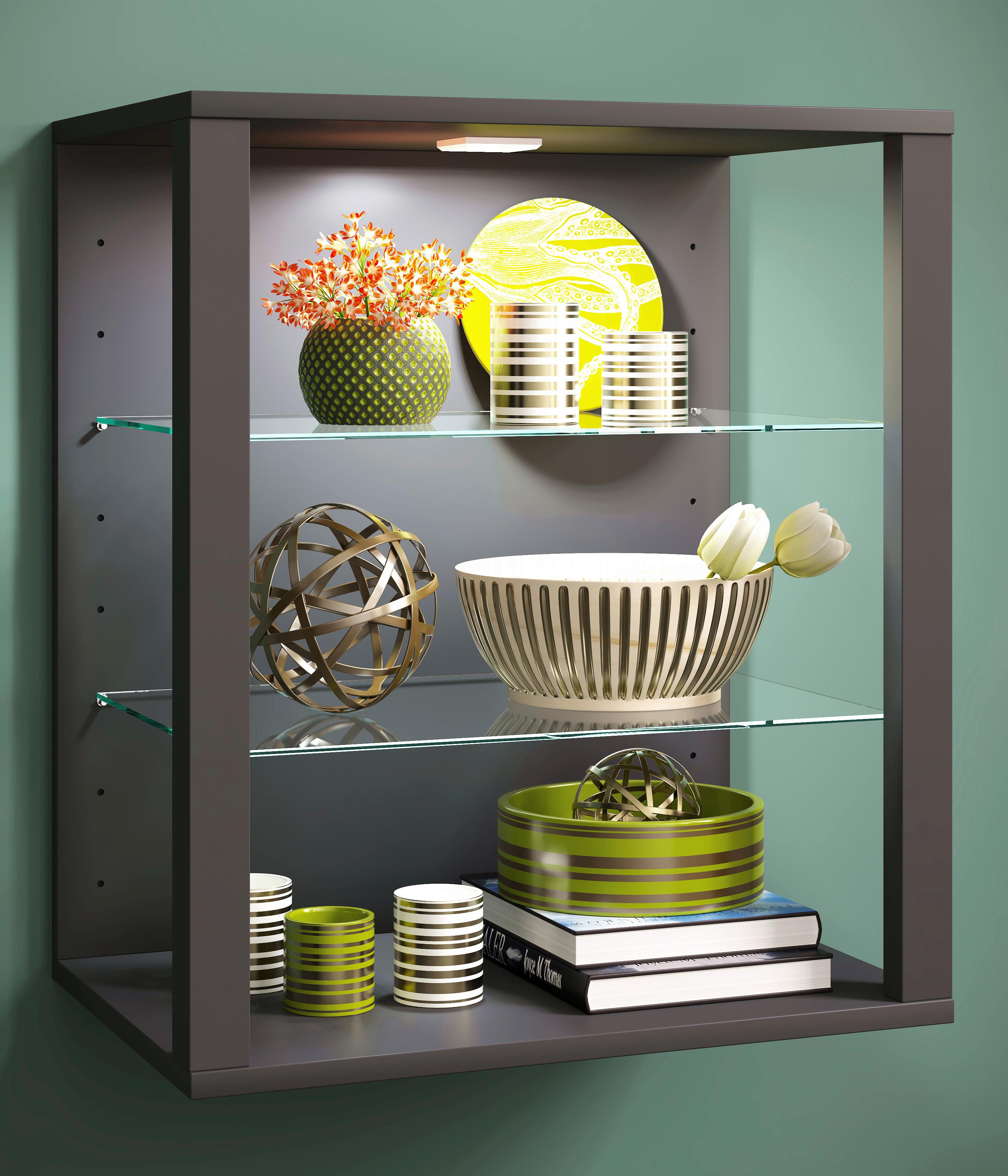 HÄNGEVITRINE GLASOL SW - Anthrazit, Design, Glas/Holzwerkstoff (52/60/35cm) - MID.YOU