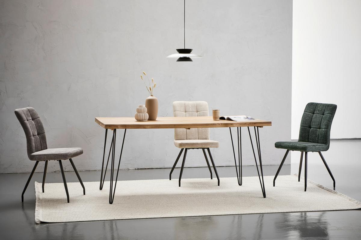 STÓŁ DO JADALNI RICKET -EXKLUSIV- - kolor dębowy/czarny, Design, metal/drewno (140/90/75cm) - Landscape