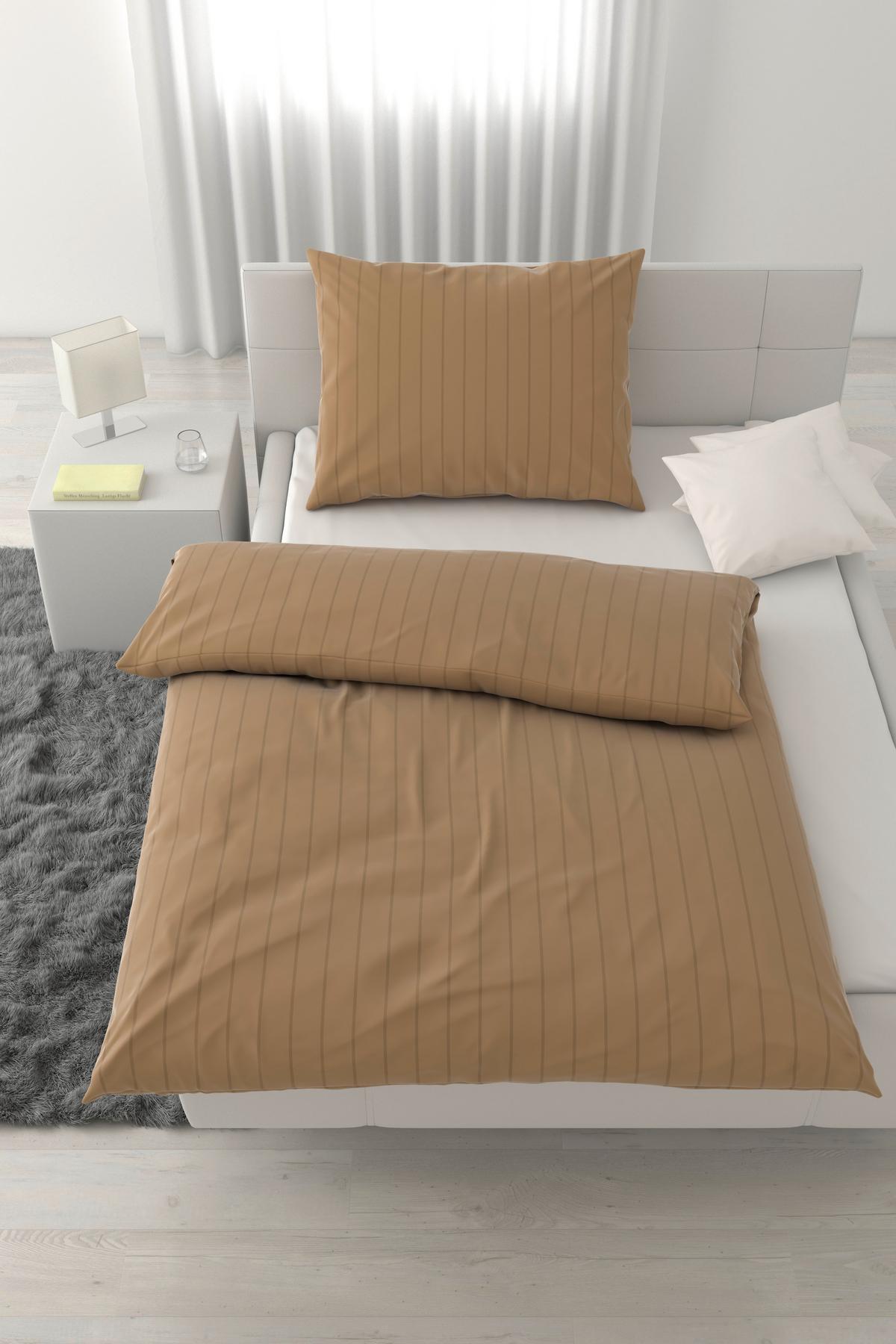 Posteljnina Dobby Streif - zlate barve, tekstil (200/140cm) - Mömax