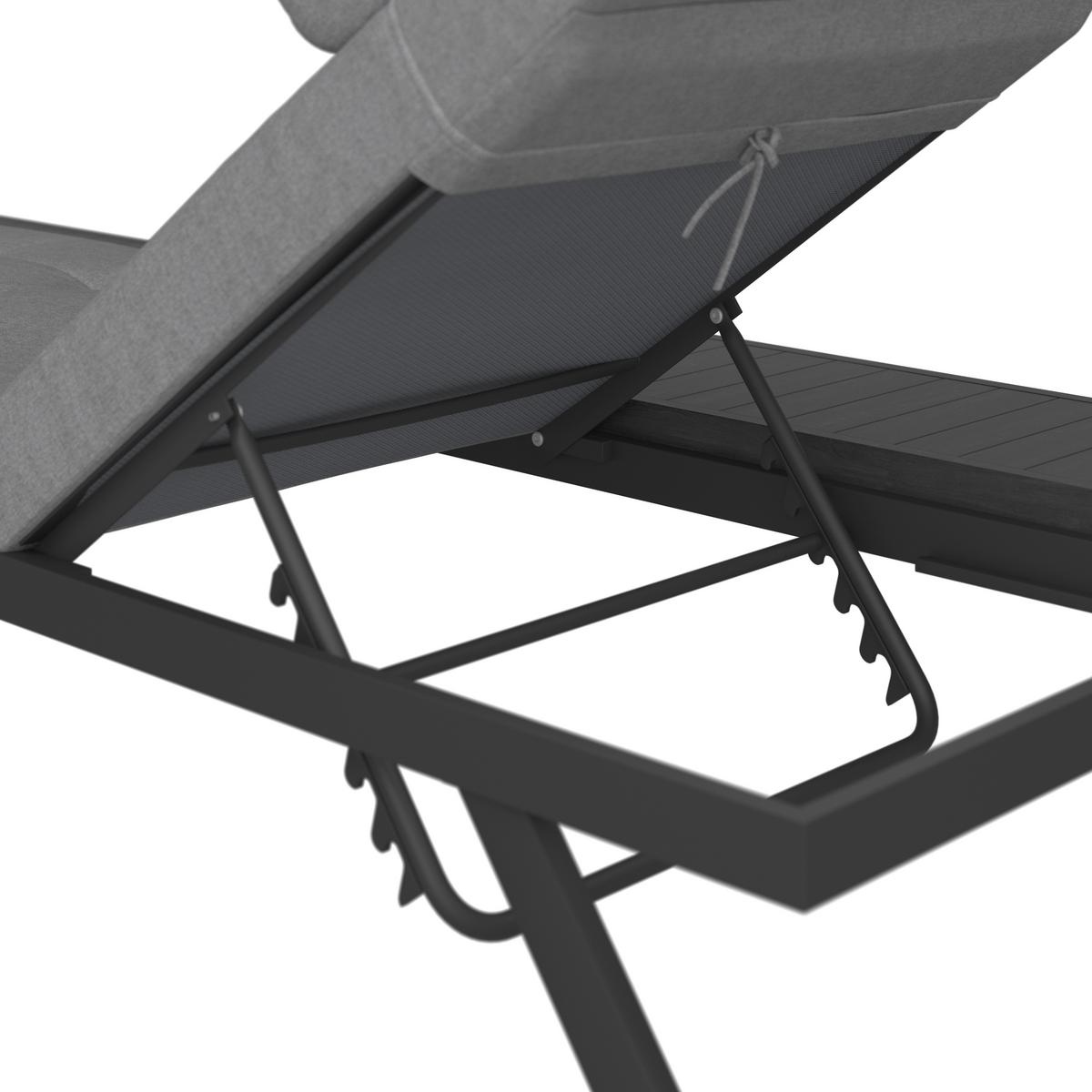 Gartenliege Avolina Hellgrau Metall/Outdoorstoff - Hellgrau, MODERN, Kunststoff/Textil (199/86/40cm) - Bessagi Garden