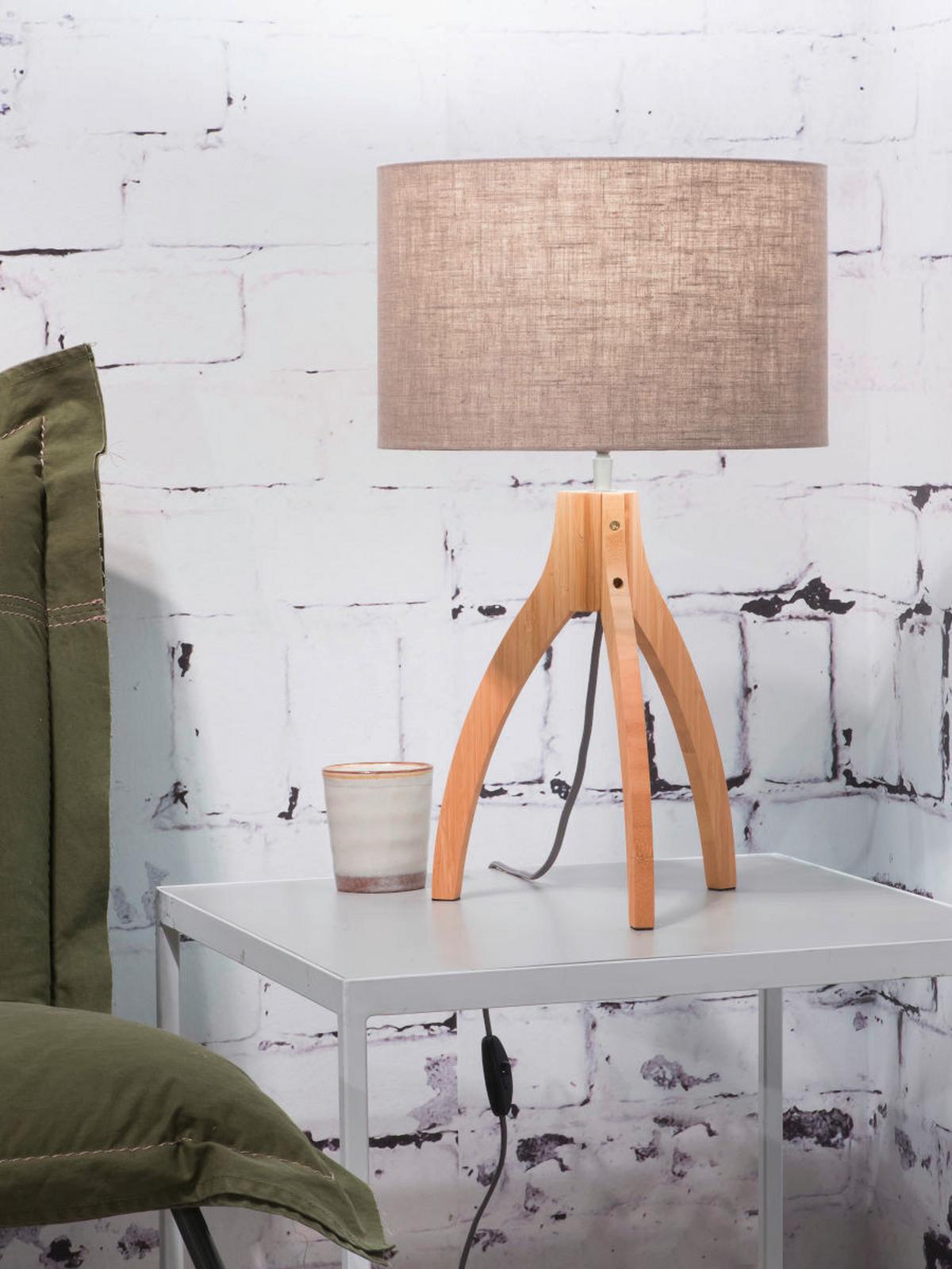 Namizna Svetilka Anna, Naravna Barva, Bambus - naravne barve, Trend, tekstil/les (36/54cm) - Good & Mojo