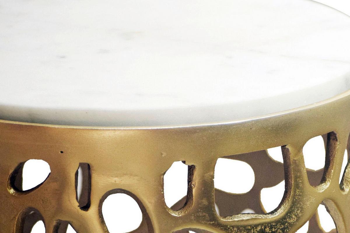 BEISTELLTISCH WL7.524 - Goldfarben, Design, Stein/Metall (30/50/30cm) - Livetastic