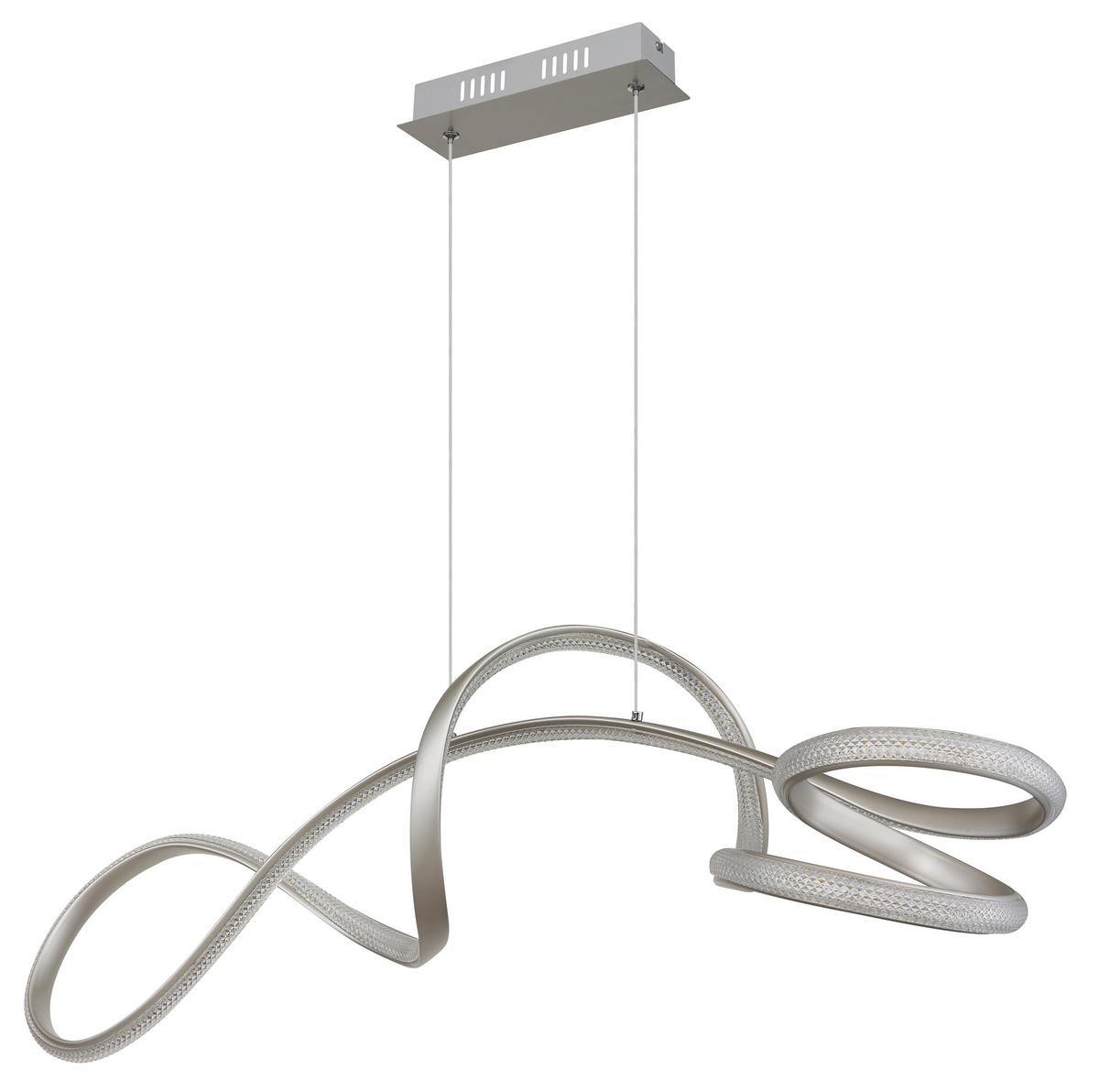 Lampă suspendată cu LED Swirl - culoare nichel/străveziu, Design, plastic/metal (108/33/120cm) - Globo
