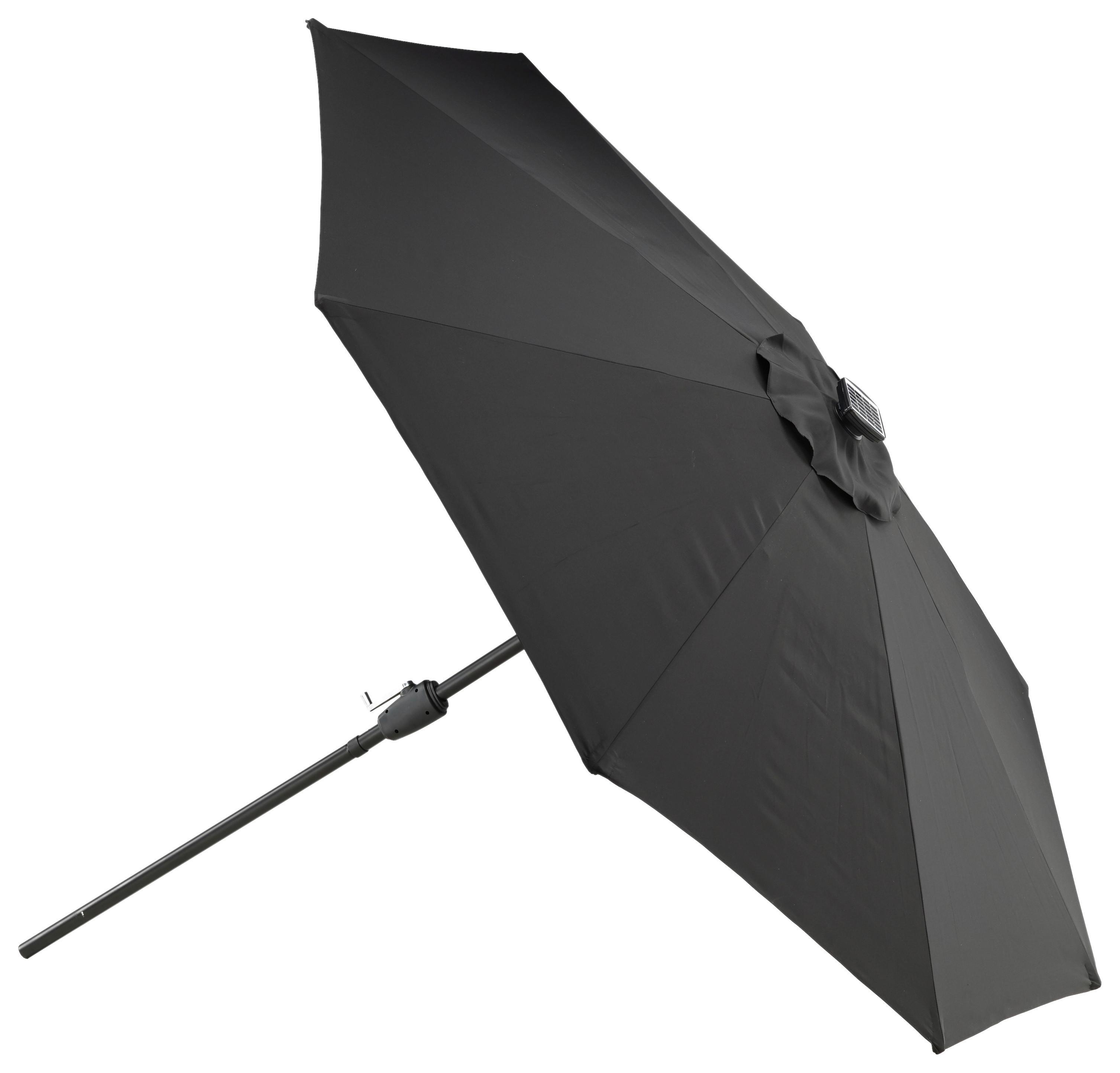 Sonnenschirm Sabal m. LED ca. 270x241 cm Schwarz Solar - Schwarz, KONVENTIONELL (270/241/270cm) - Gardenson
