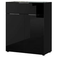 Kommode Oakland in Schwarz - Silberfarben/Schwarz, MODERN, Glas/Holzwerkstoff (83/102/42cm) - Premium Living