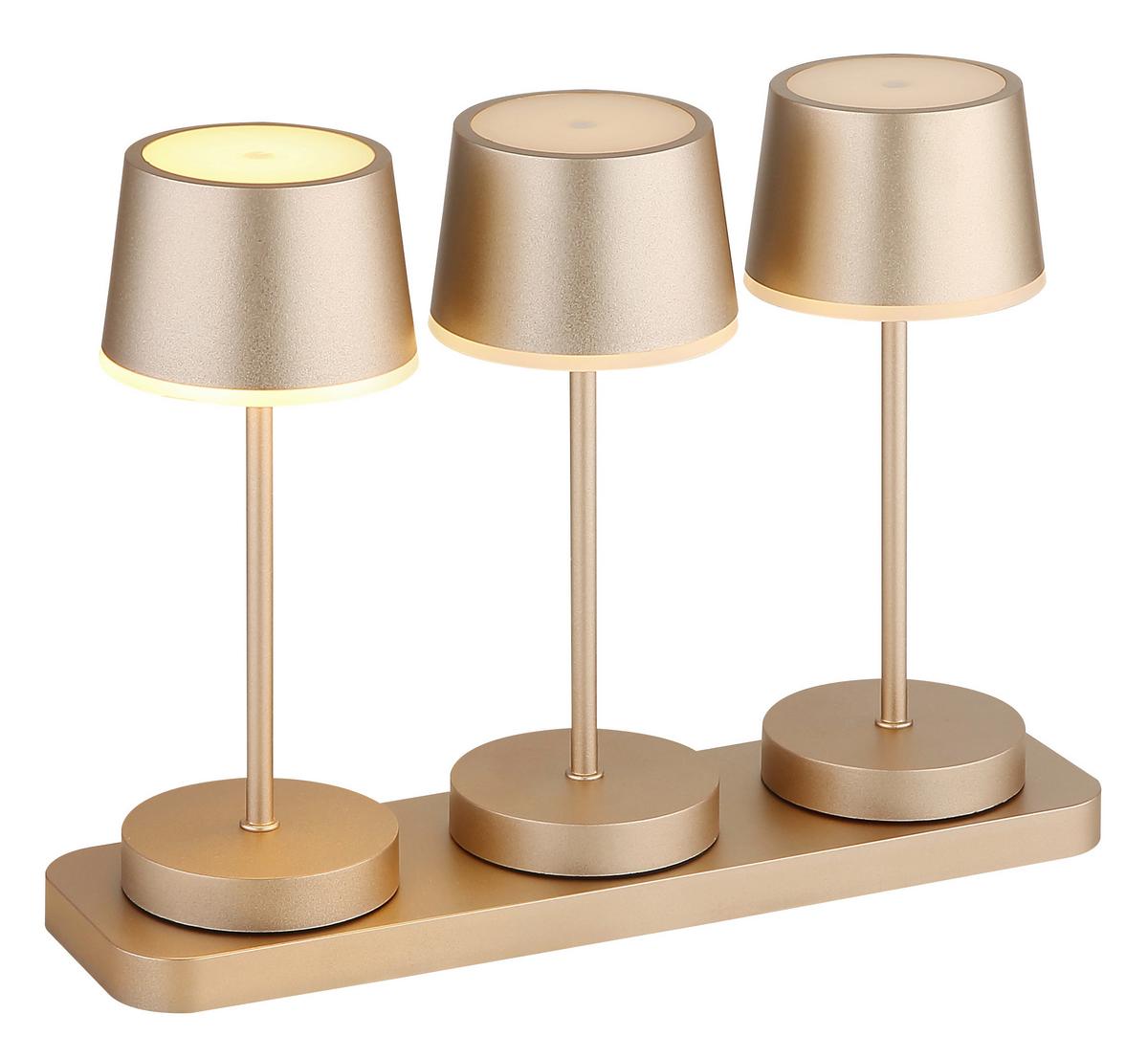 Akku-Tischleuchte Dawson Opal/Champagner - Champagner/Opal, Design, Kunststoff/Metall (8,3/8,3/20cm) - Globo