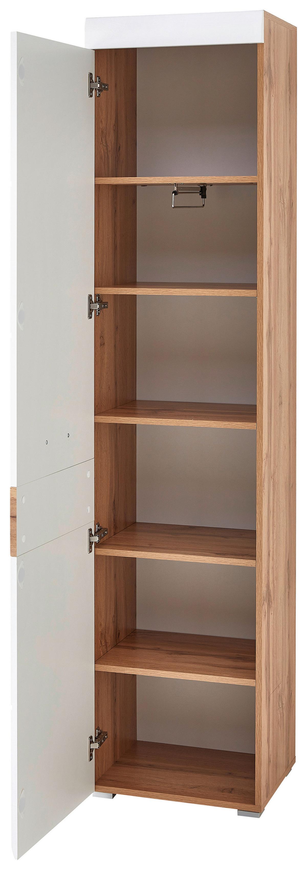 Garderobenschrank in Weiß/Eichefarben - Eichefarben/Weiß, KONVENTIONELL, Holzwerkstoff (46/200/40cm) - Mömax