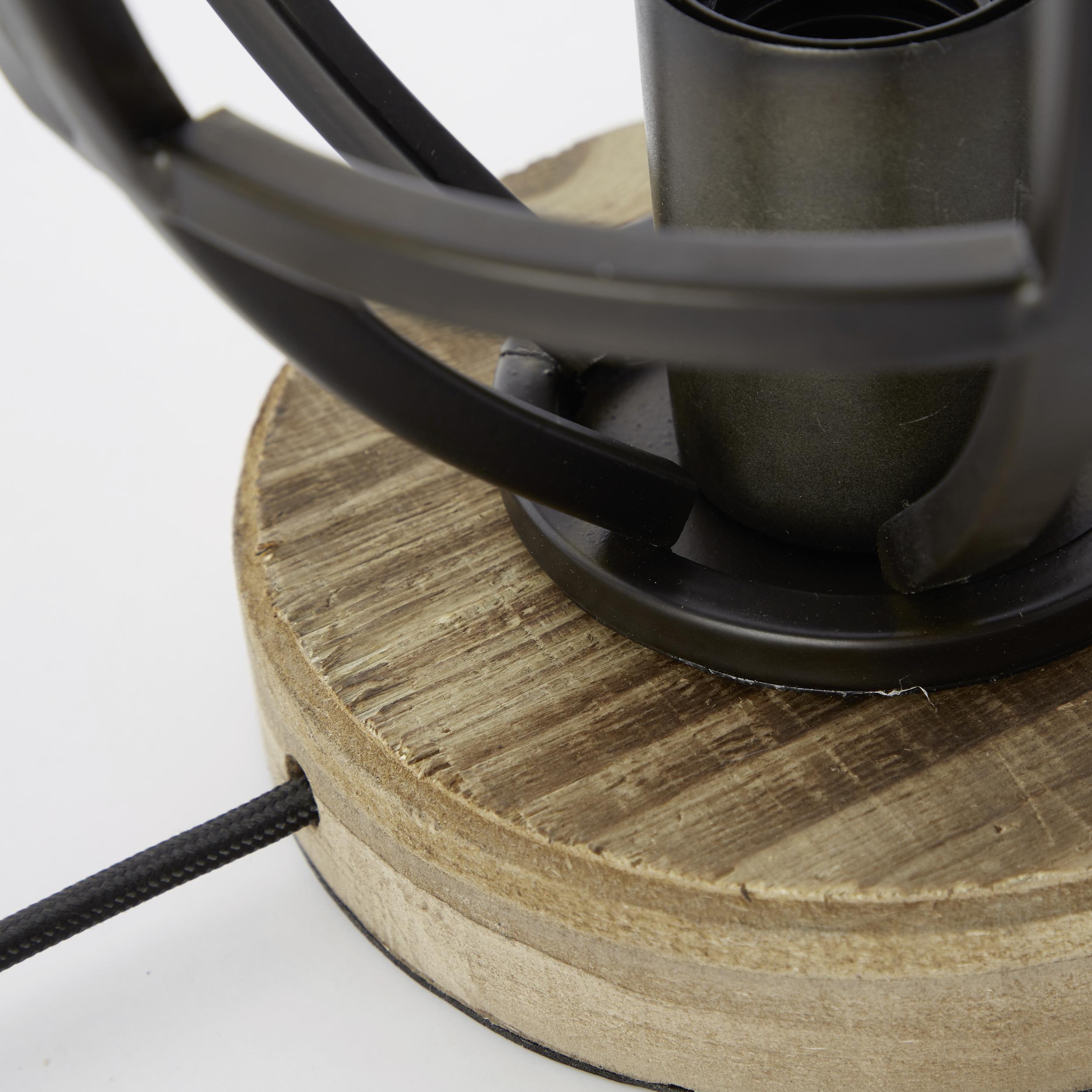 Tischleuchte Matrix Wood in Schwarz max. 40 Watt - Schwarz, Design, Holz/Metall (18/19,5cm) - Brilliant