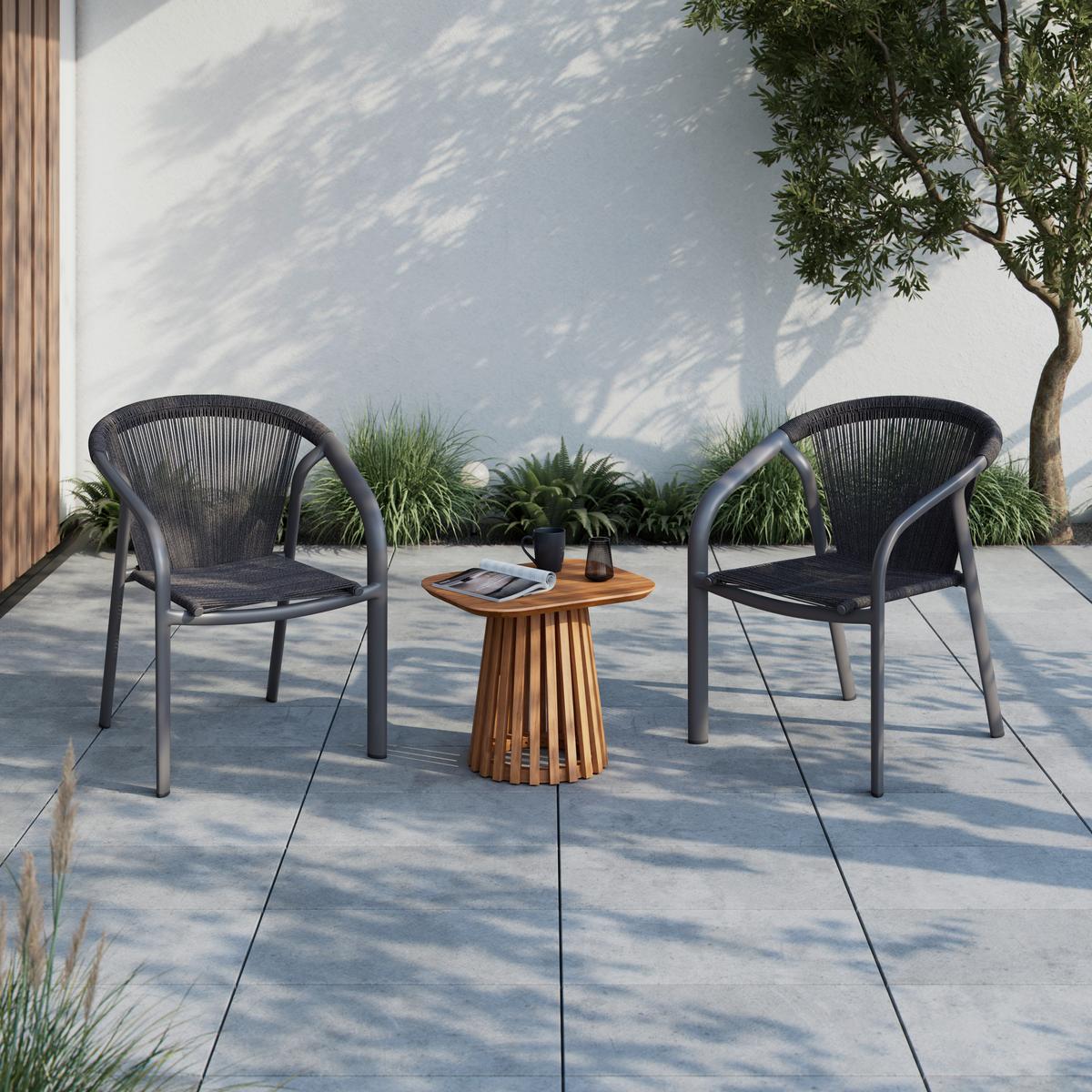 KRZESŁO OGRODOWE FERRARA - antracytowy, Modern, tworzywo sztuczne/metal (56/79/62cm) - Ambia Garden