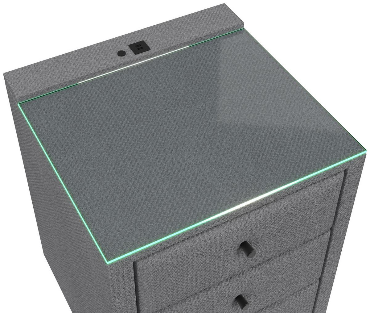 Noćni Ormarić Brisbane I - siva, Trend, staklo/drvni materijal (49,5/56,5/46cm) - Premium Living
