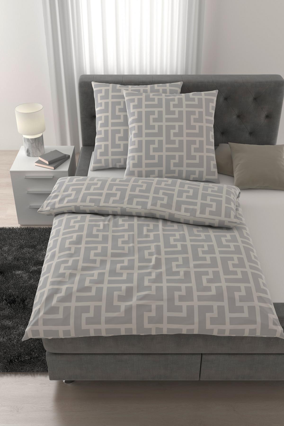 Bettwäsche Mäander XXL Naturfarben ca. 200x200cm - Naturfarben, ROMANTIK / LANDHAUS, Textil (200/200cm) - Mömax