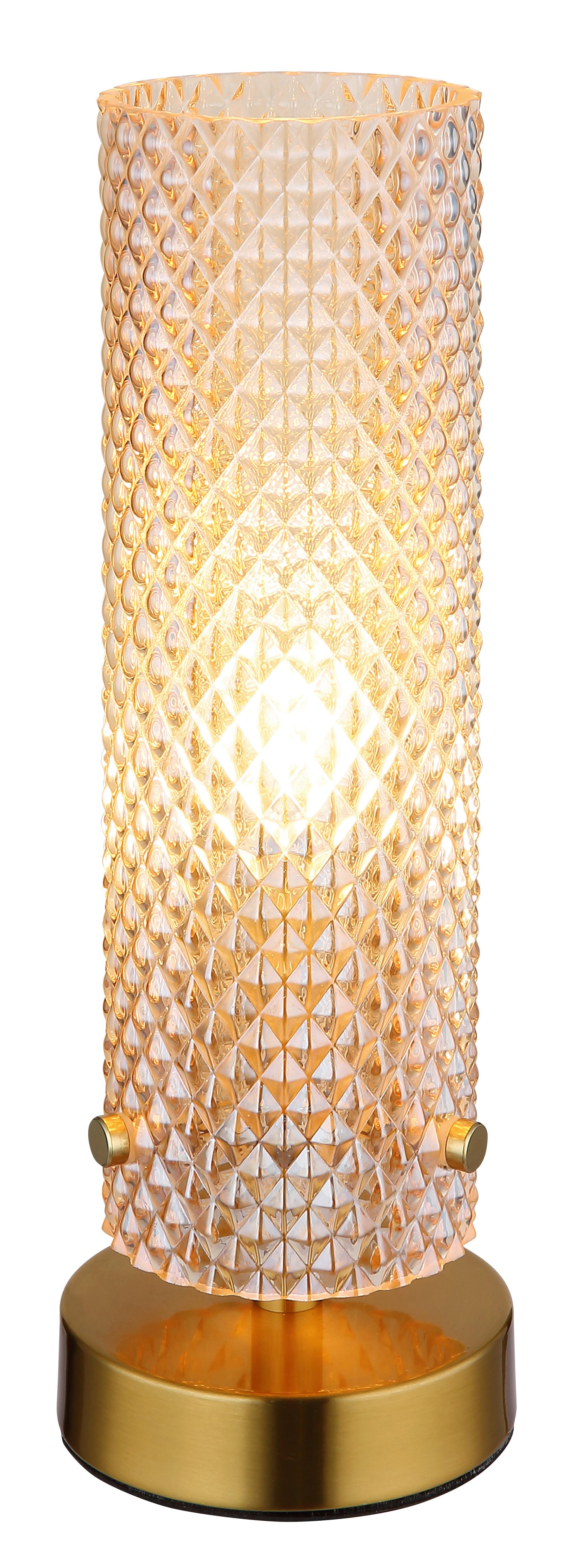 TISCHLEUCHTE 15775T  KAROLO - Goldfarben/Schwarz, Konventionell, Glas/Kunststoff (10/28,5cm) - Globo