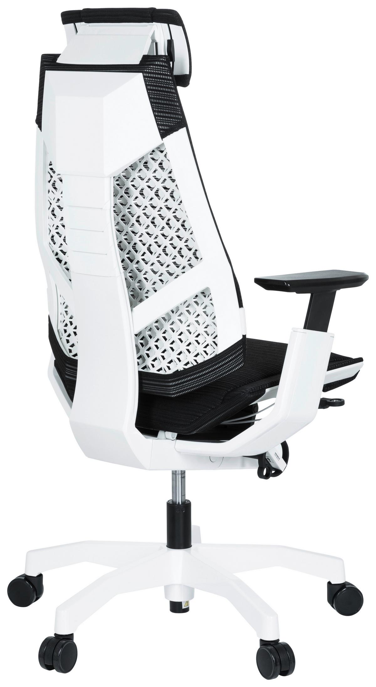 Pisarniški Stol Genidia Pro, Črna - črna/bela, Moderno, umetna masa/tekstil (57/114/46cm) - MID.YOU