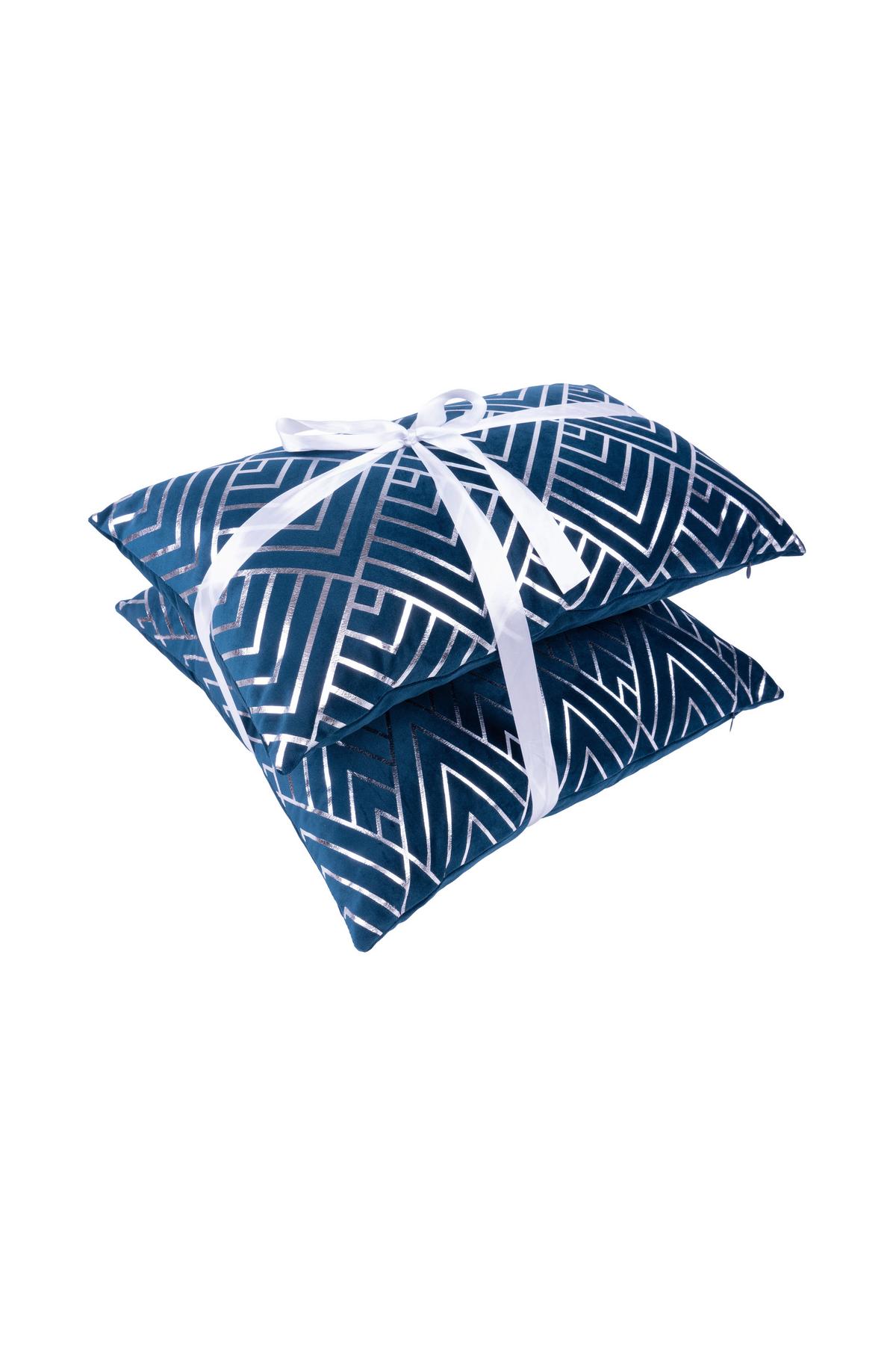 ZIERKISSENSET PRISMA 225 2ER-SET - Blau/Silberfarben, Konventionell (30x45/50x45cm)