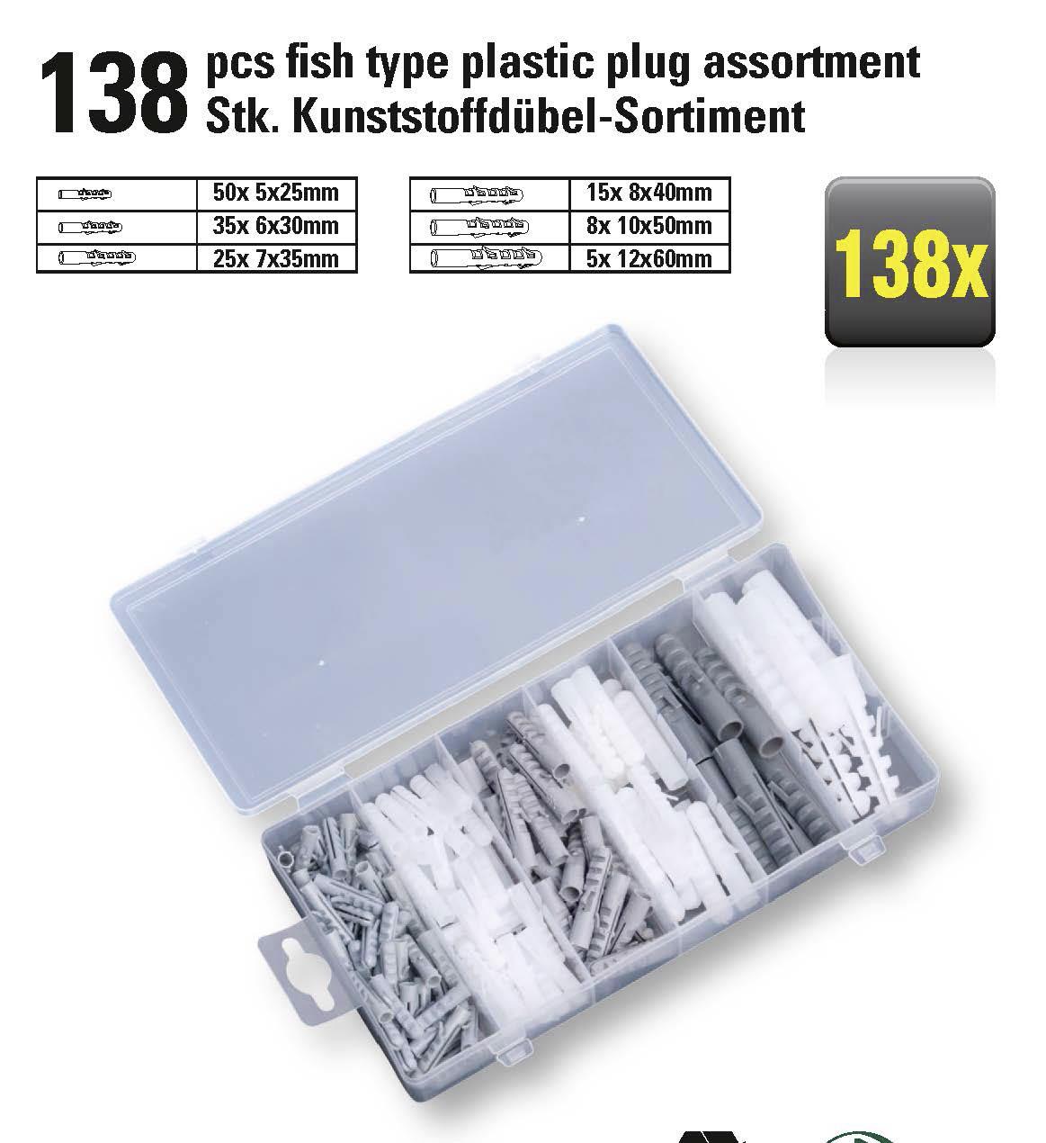 Dübel Szett Kinzo - fehér/szürke, műanyag