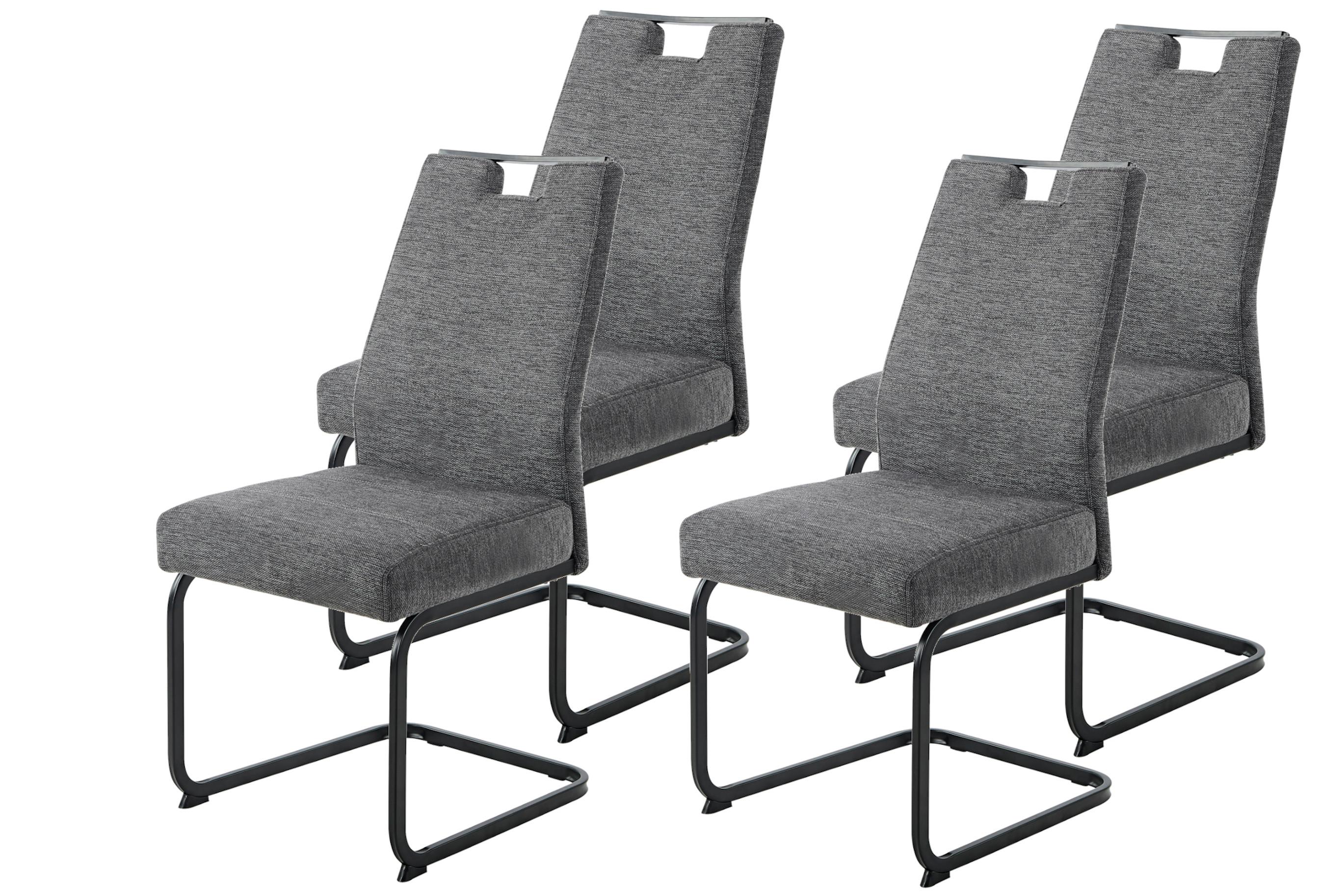 SCHWINGSTUHL-SET KERSTIN II S 4ER-SET - Anthrazit/Schwarz, MODERN, Textil/Metall (47/100/64cm) - P & B
