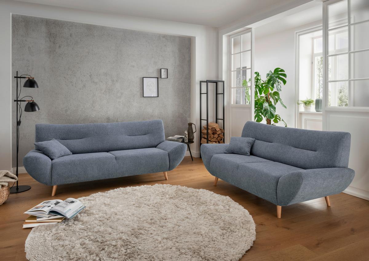 3-Sitzer-Sofa Drago Hellblau Chenille - Wildeiche/Hellblau, MODERN, Holz/Textil (205/81/90cm) - MID.YOU