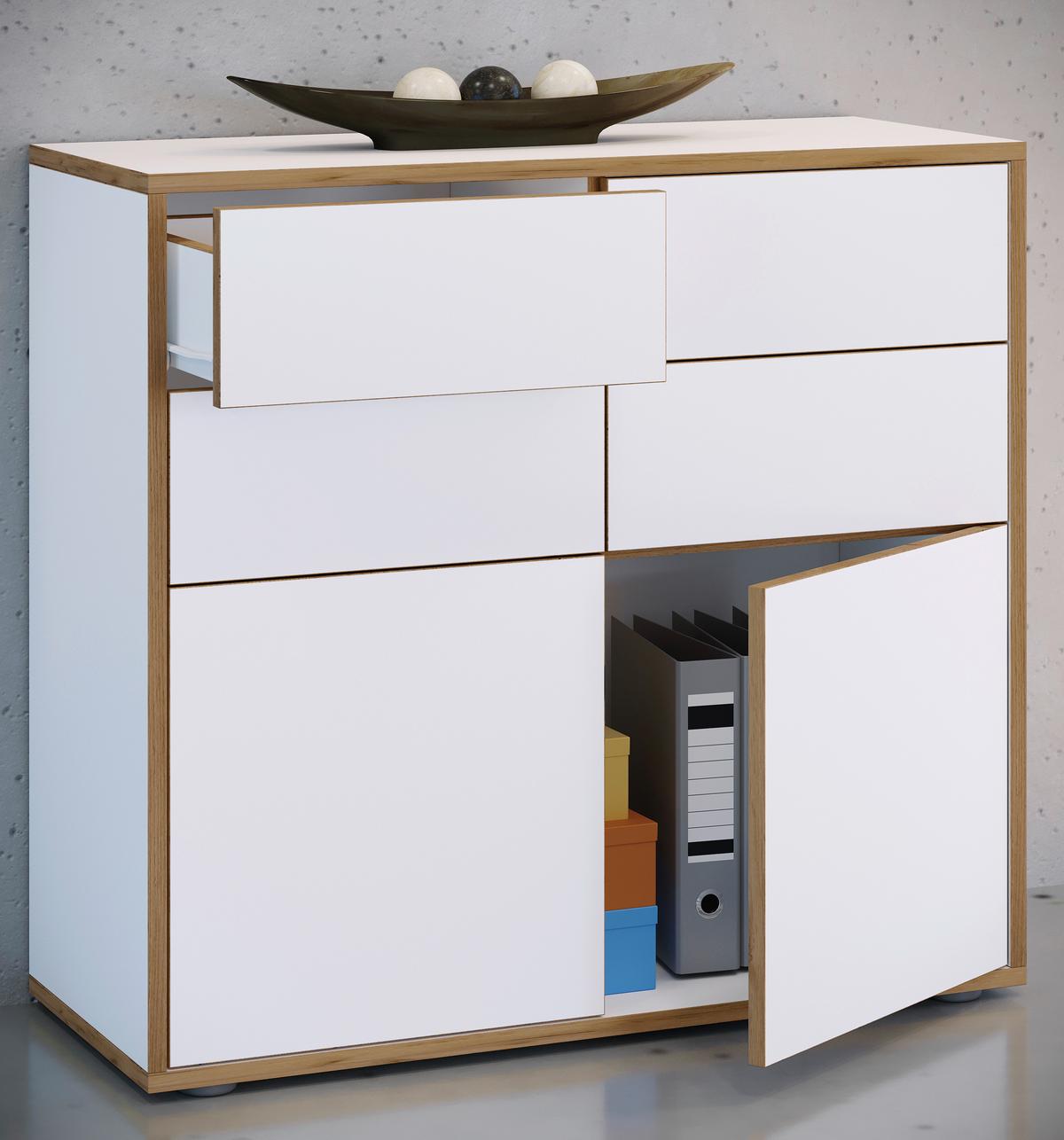 KOMMODE SALIA B100 - Honigeiche/Weiss, Design, Holzwerkstoff/Kunststoff (100/74/33cm) - MID.YOU