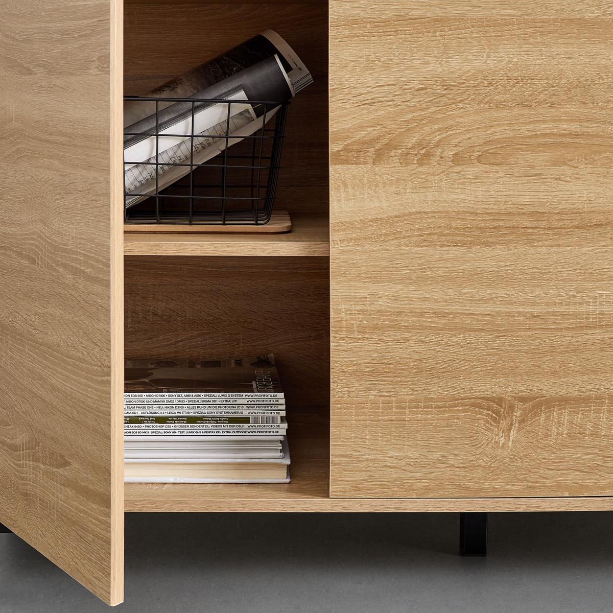 Sideboard Lori Eichefarben MDF - Eichefarben/Schwarz, MODERN, Metall (120/70/35cm) - Bessagi Home