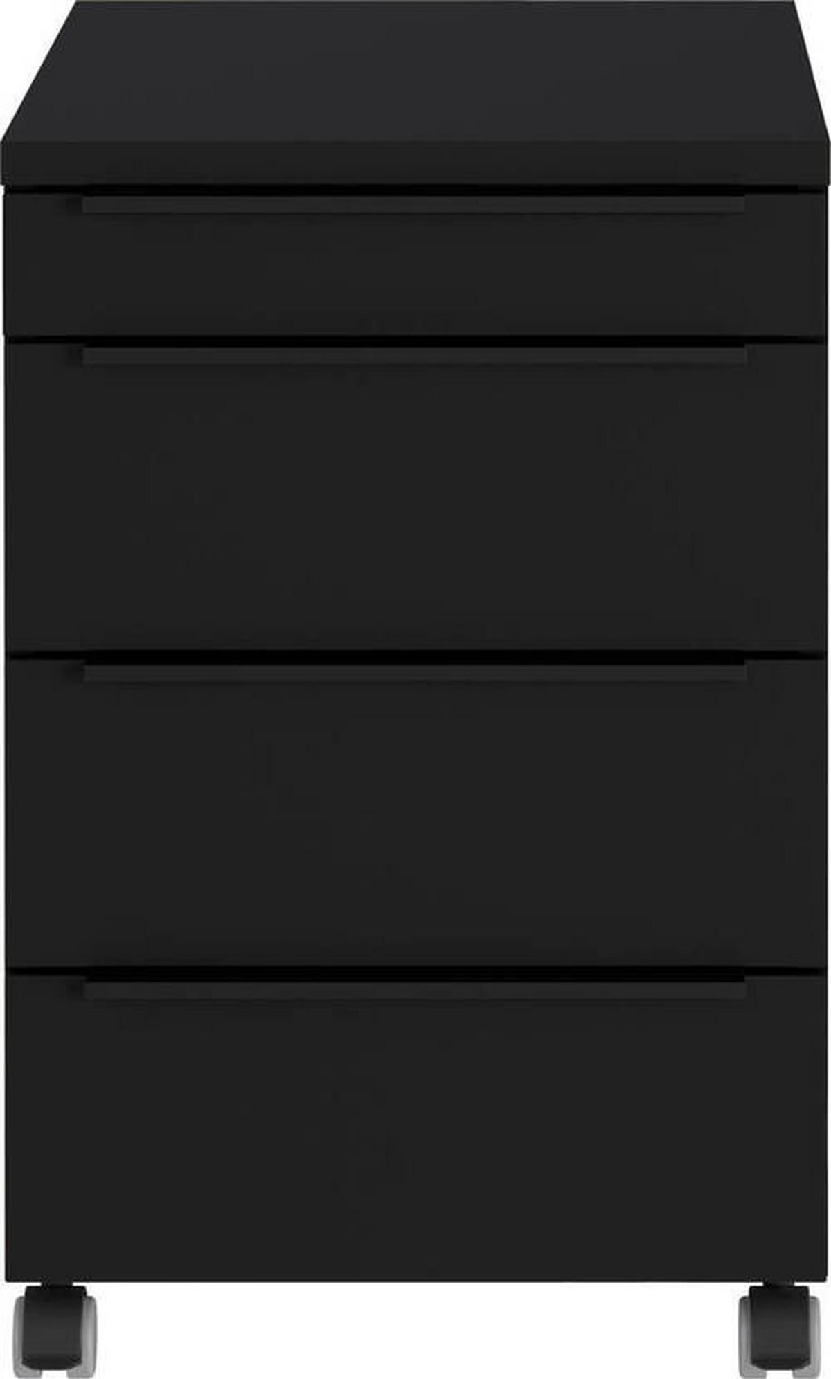 Rollcontainer Ribera in Schwarz - Schwarz, Modern, Holzwerkstoff/Kunststoff (42/63/60cm) - Premium Living