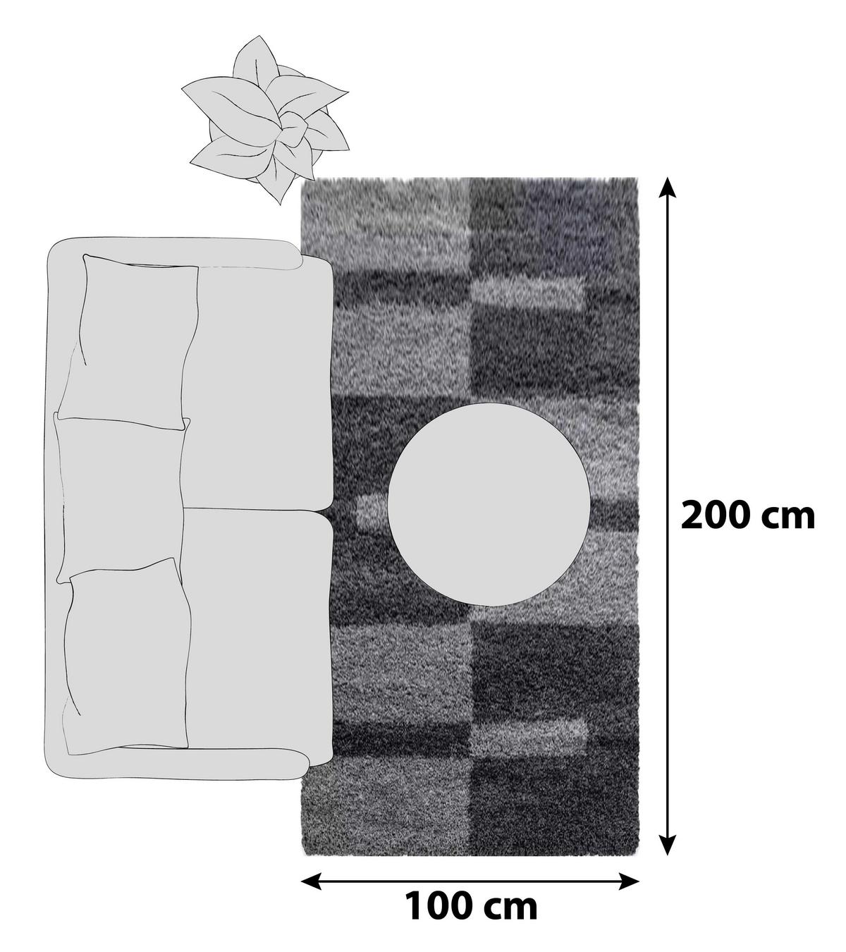 Hochflorteppich Gala Grau ca. 100x200cm - Grau, Design, Textil (100/200cm)