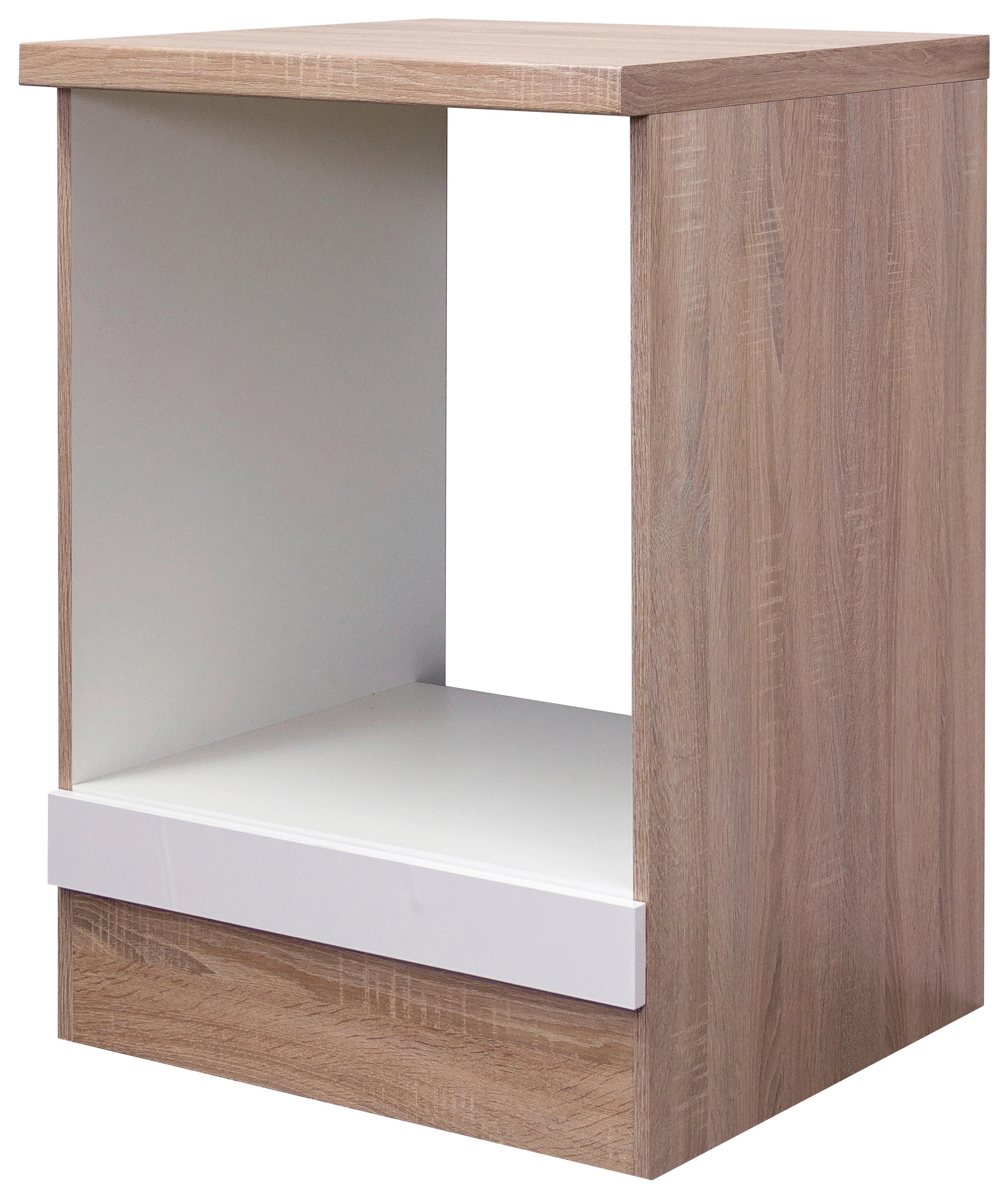 Herdumbauschrank Weiß/Eiche - Weiß Hochglanz/Sonoma Eiche, MODERN, Holzwerkstoff (60/86/60cm) - FlexWell