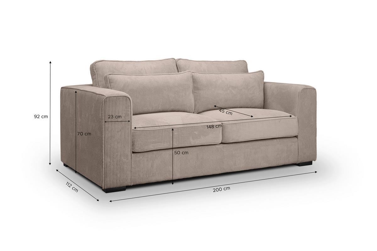 2,5-Sitzer-Sofa Almera Beigebraun - Beigebraun/Schwarz, Basics, Holz/Textil (200/92/112cm) - MID.YOU