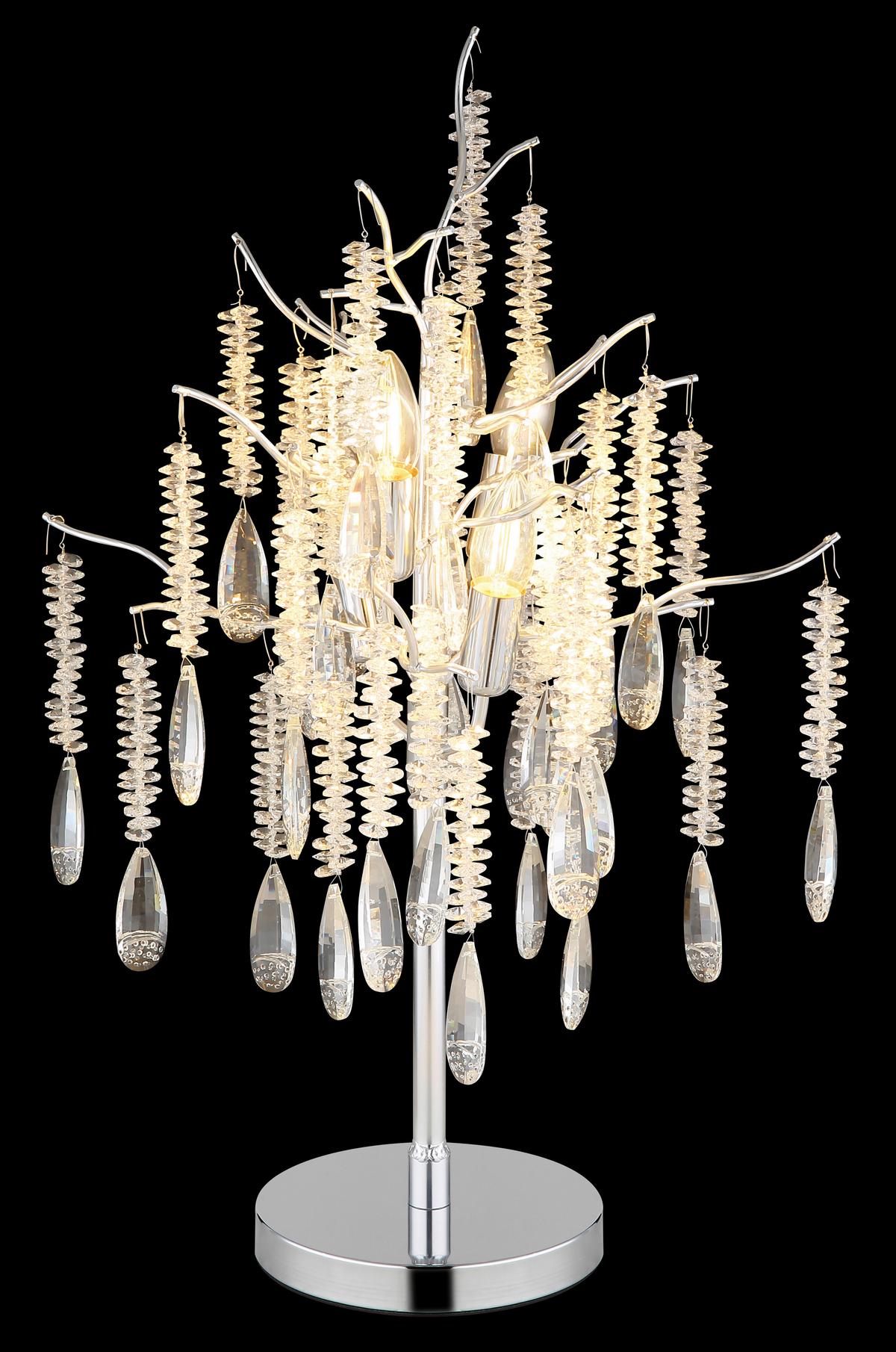 Stolna Svjetiljka Kinga - srebrne boje/prozirno, Konvencionalno, staklo/metal (41/67cm) - Globo