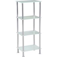 Regal Glare, Bela, Steklo - barve nerjavečega jekla/bela, Moderno, kovina/steklo (40/99cm) - Luca Bessoni