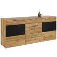 Sideboard in Eichefarben - Eichefarben/Schwarz, MODERN, Glas/Holzwerkstoff (180/82/43cm) - Modern Living Sideboard in Eichefarben - Eichefarben/Schwarz, MODERN, Glas/Holzwerkstoff (180/82/43cm) - Modern Living