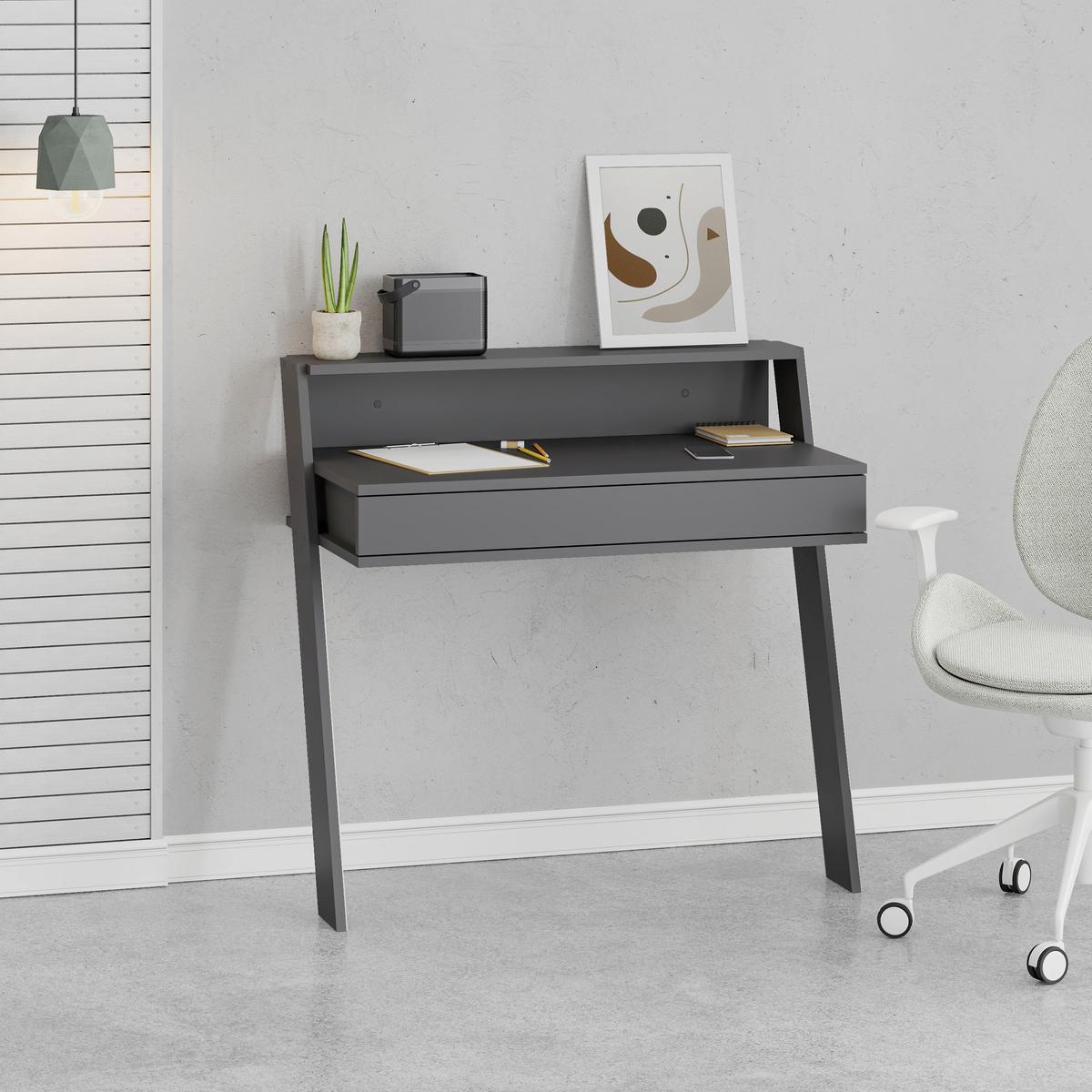 SCHREIBTISCH COWORK WORKING TABLE - Anthrazit, Design, Holzwerkstoff (94/50/91cm) - Livetastic