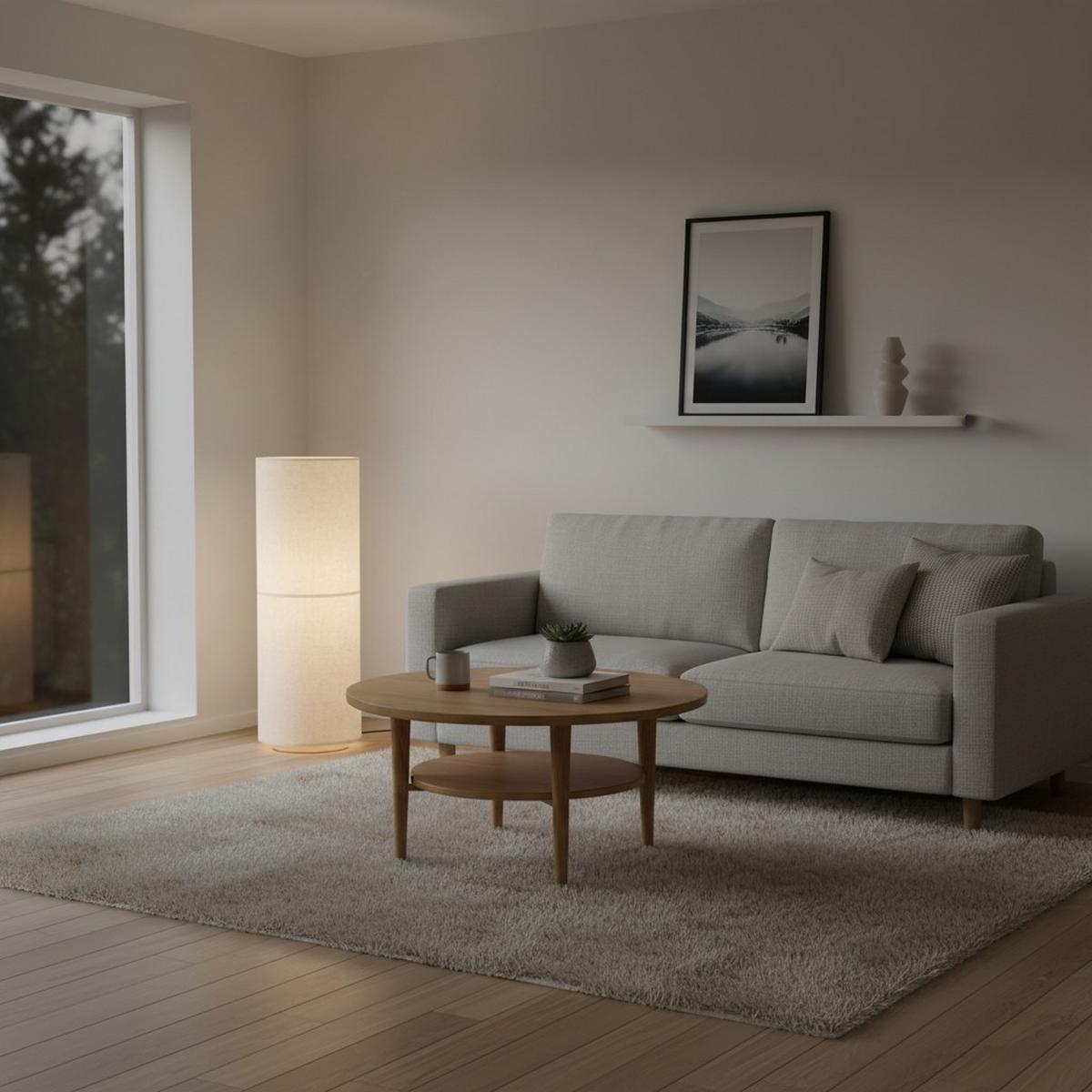 LAMPA STOJĄCA KUSUMA - beżowy, Design, tworzywo sztuczne/metal (30/83cm) - Collet's Monde