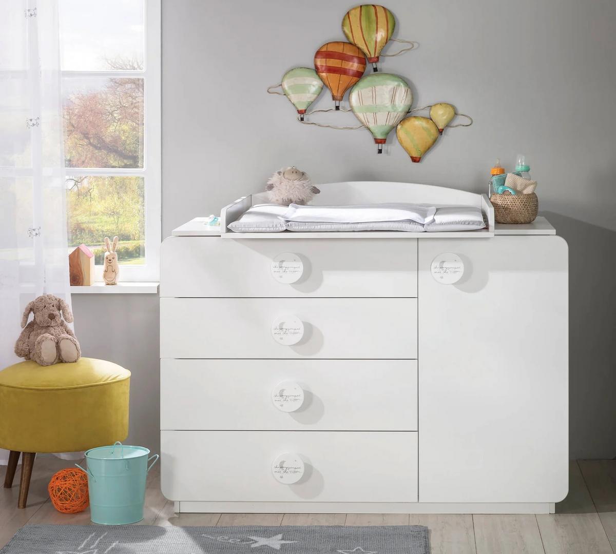 Pelenkázó Komód Baby Cotton - fehér, Lifestyle, műanyag/faalapú anyag (125/89/56cm)