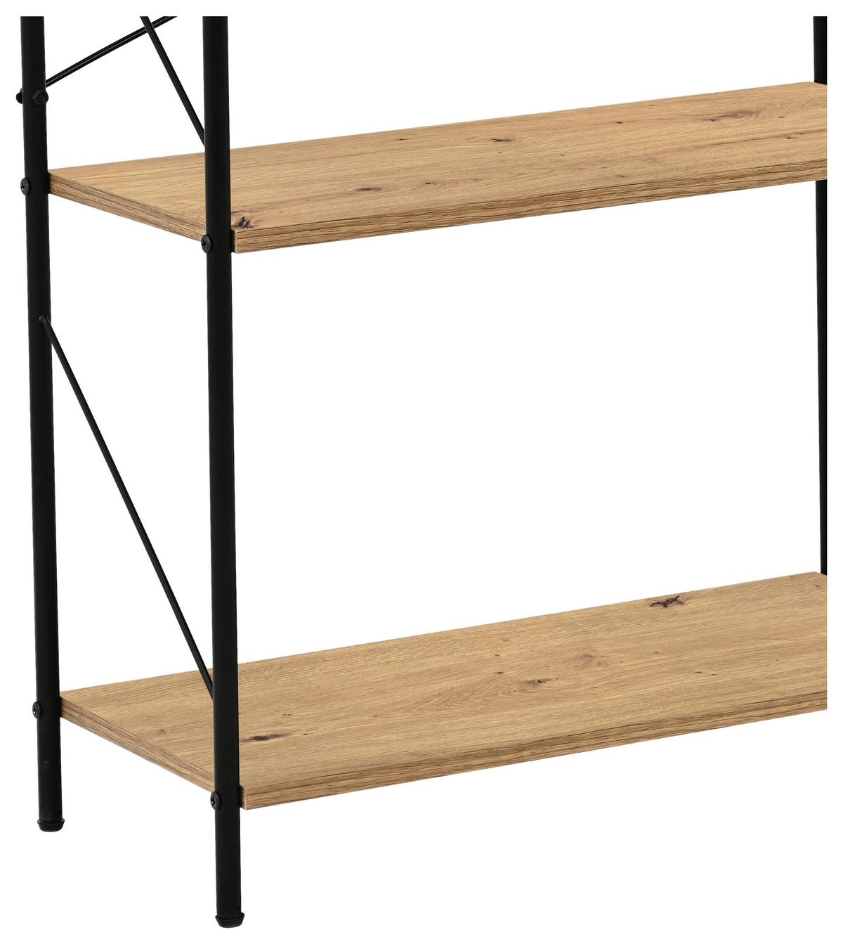 Regal Tim 3, Barva Hrasta, Črna - črna/hrast artisan, Trend, kovina/leseni material (63/89/30cm)